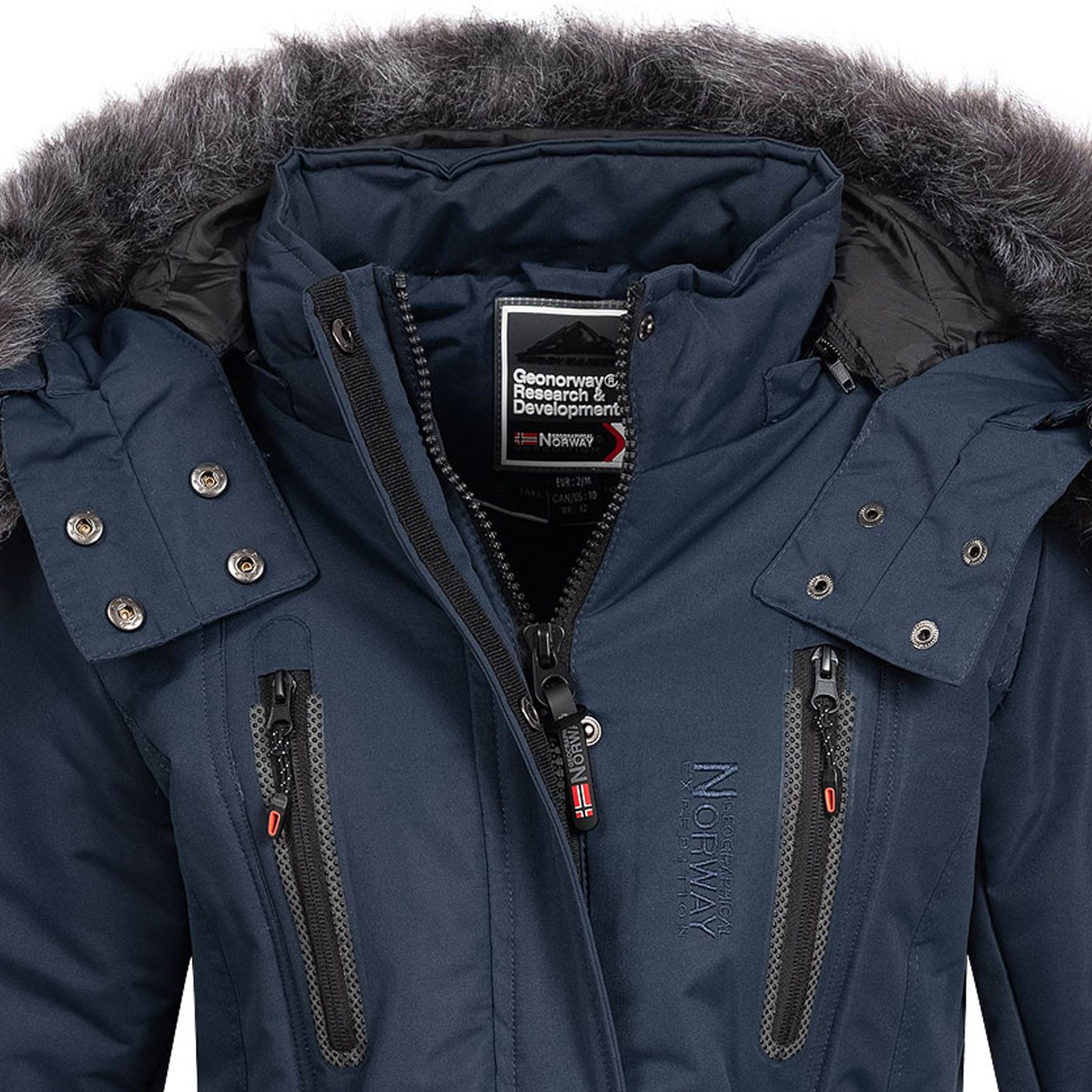 Geographical Norway Parka Damen Outdoor Winter Jacke Mantel lang geschnitten