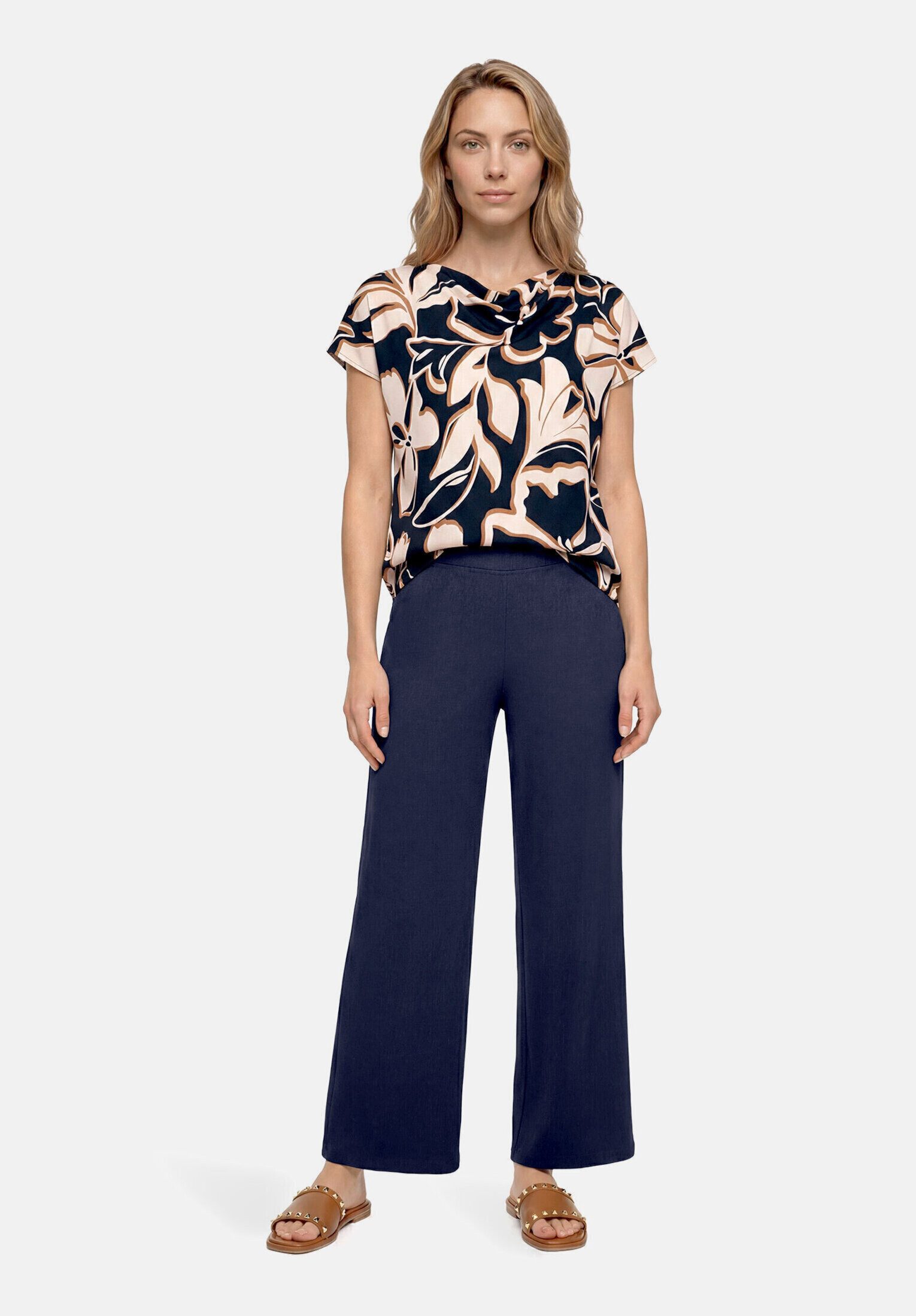 Betty Barclay Kurzarmshirt Damen mit Wasserfallausschnitt (1-tlg)