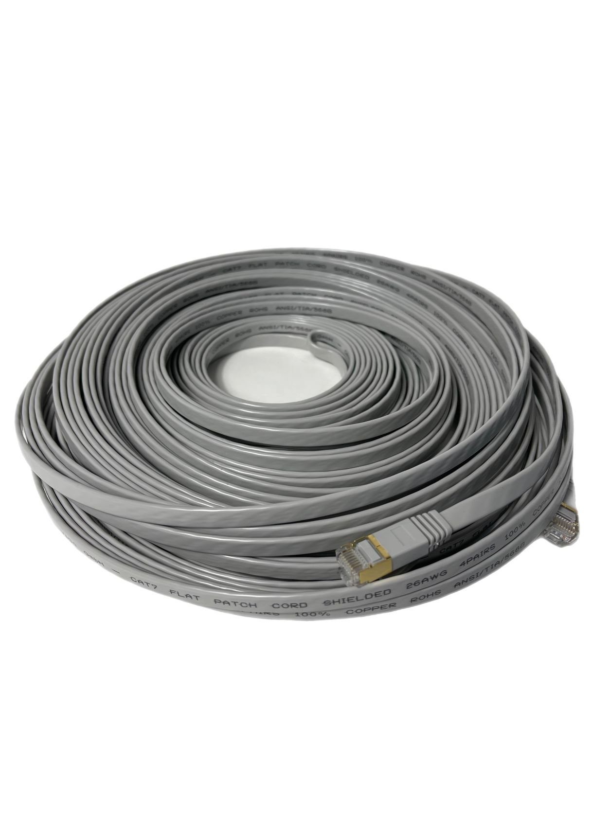 VaGo-Tools CAT7 Patchkabel Netzwerkkabel grau 10m flach LAN-Kabel, RJ45, RJ45