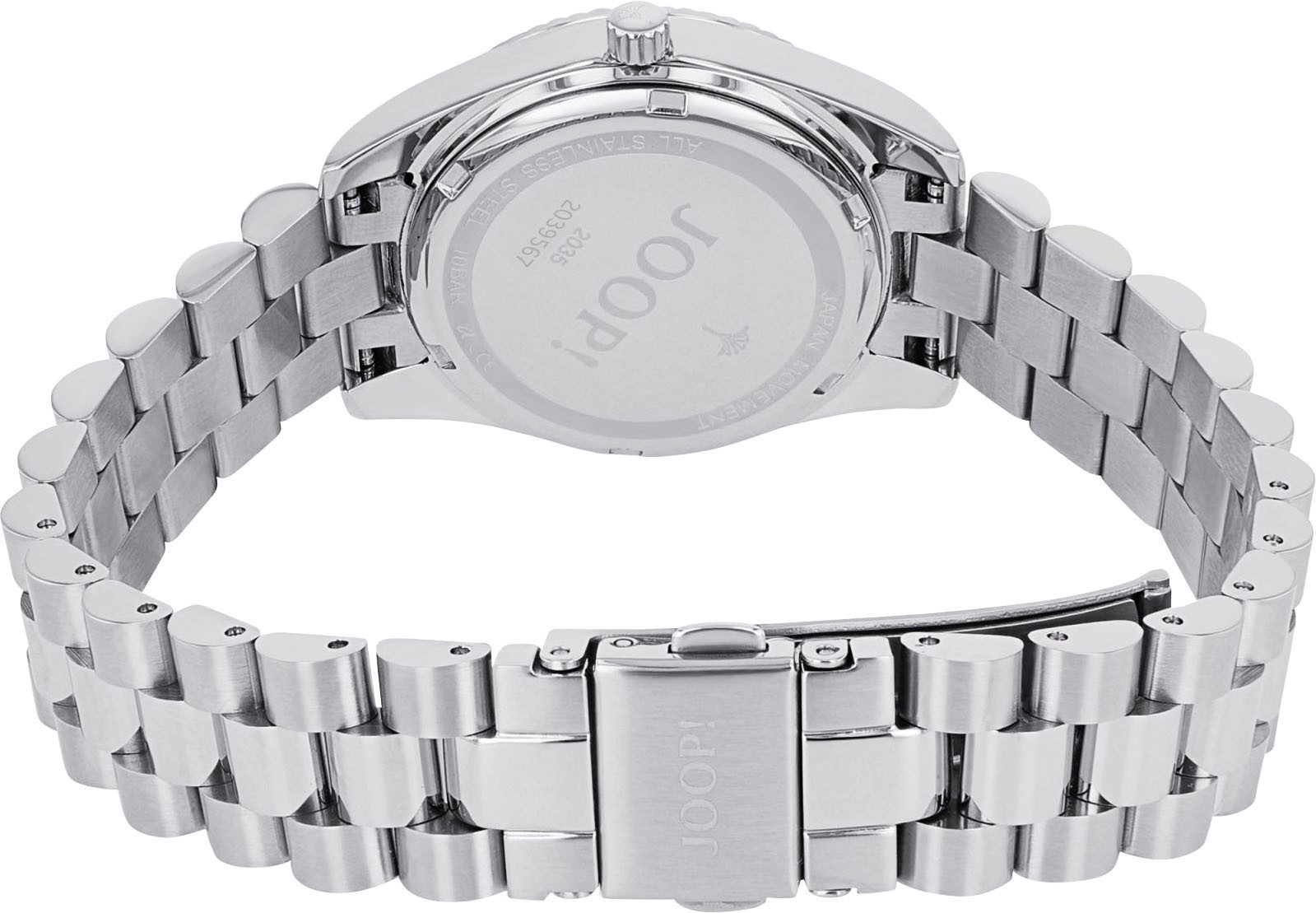 JOOP! Quarzuhr 2039567, Armbanduhr, Damenuhr, Edelstahlarmband, analog, Zirkonia (synth)