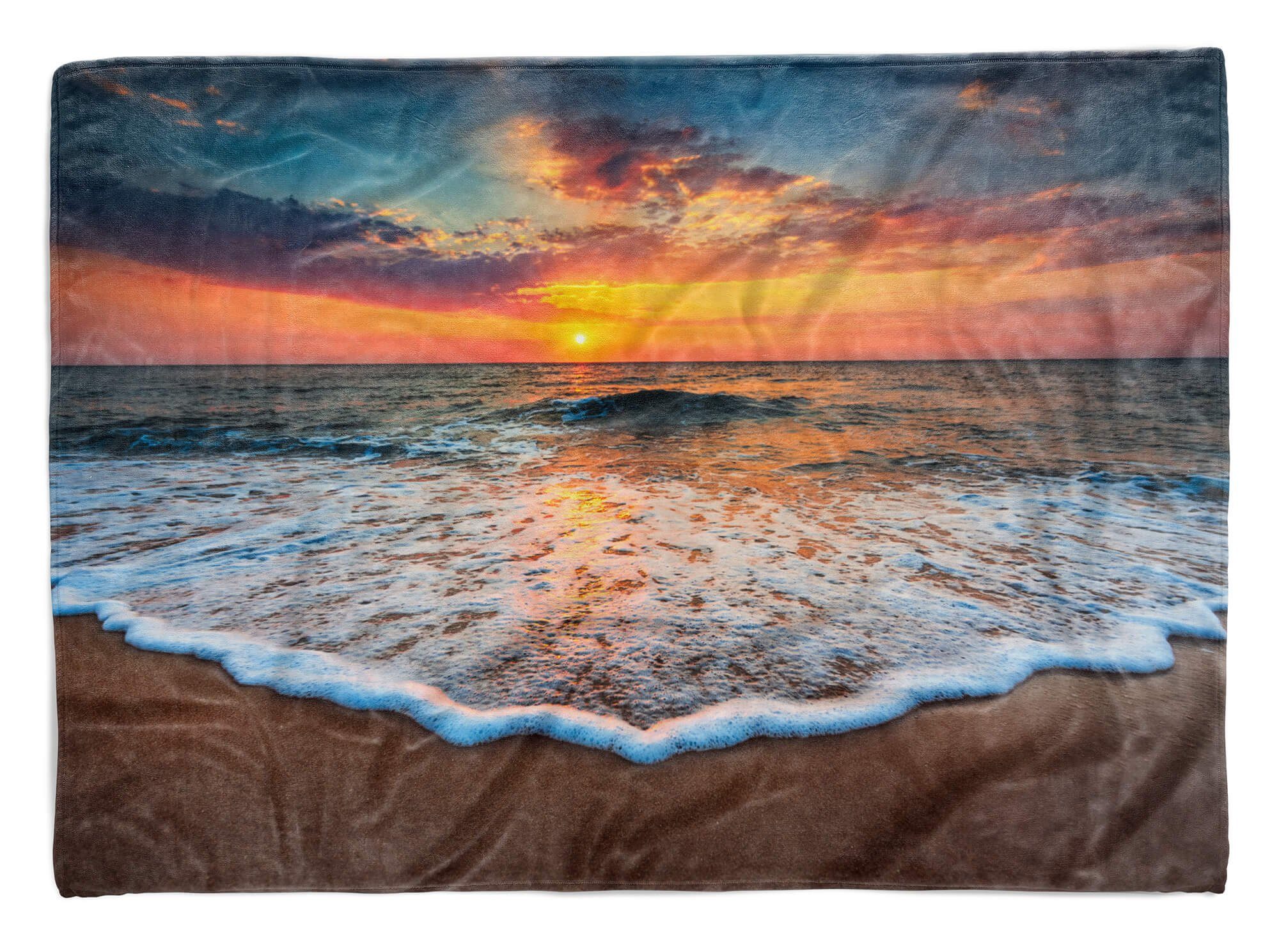 Sinus Art Handtücher Handtuch Strandhandtuch Saunatuch Kuscheldecke mit Fotomotiv Meer Strand Wellen, Baumwolle-Polyester-Mix (1-St), Handtuch