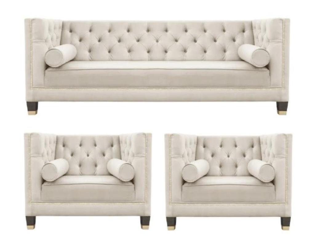 JVmoebel Sofa Sofagarnitur Couch Samt Polster couchen 3tlg. set garnituren, Made in Europe
