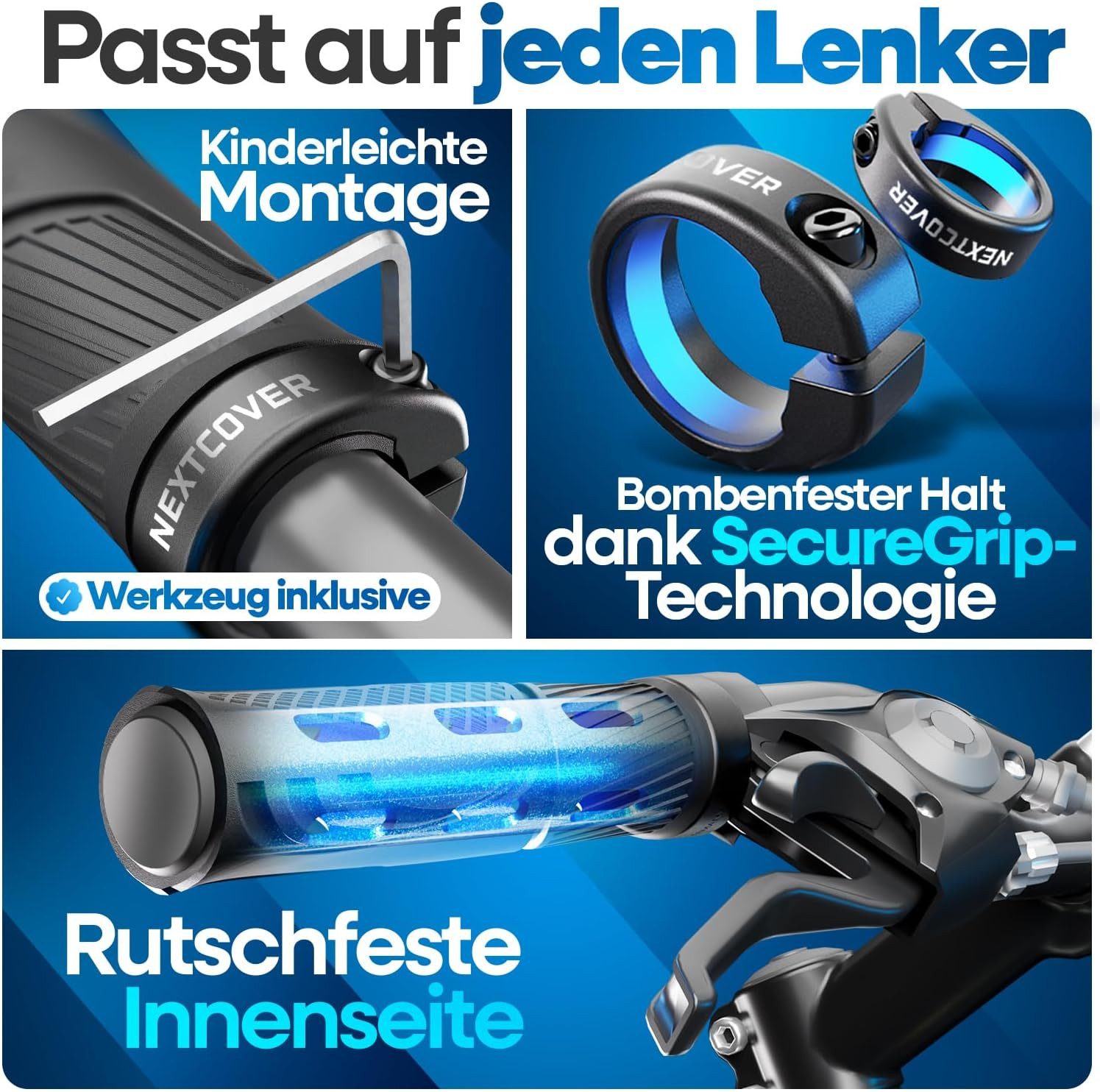 Nextcover Fahrradlenkergriff NEXTCOVER® Fahrradgriffe ergonomisch mit [Comfort-Grip-Technologie]