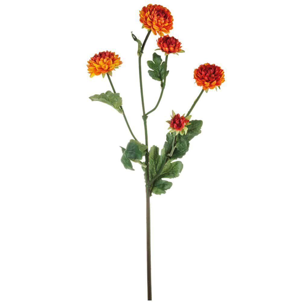 & HOME 68 Kunstblumen orange Farben cm Mini Kunstblume Chrysantheme, 4 Chrysanthemen Höhe HOBBY, matches21