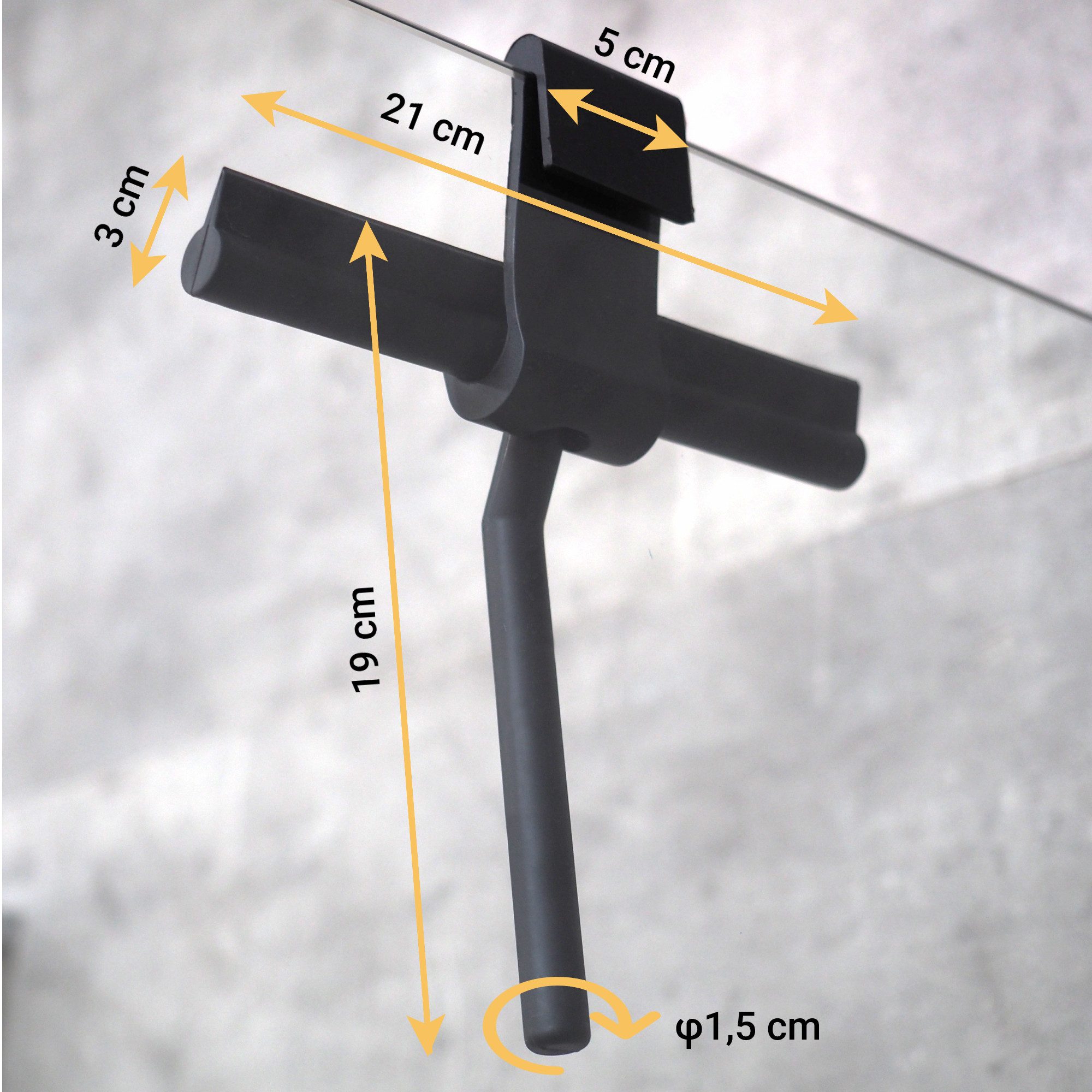WITEN&NOCK Duschabzieher Wasserabzieher schwarz Edelstahl-Griff Glaswischer Abzieher für Dusche, (1-St), ohne Bohr – Bild 5 von 5