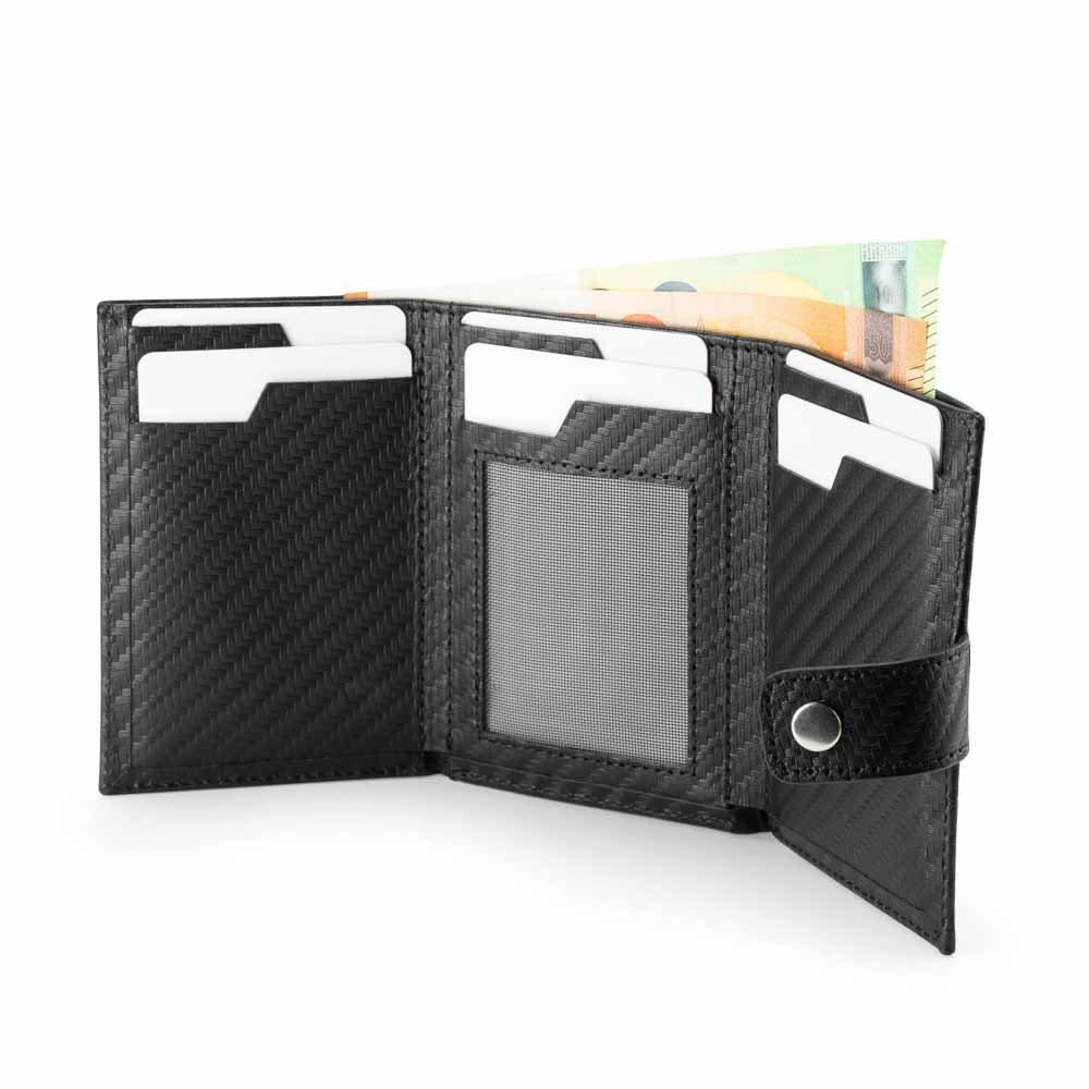 Leonardo Leone Mini Geldbörse Mini Wallet Geldbeutel Portemonnaie Hochwertiges Echtleder RFID-Schutz (Modernes Mini Geldbörse Set – Sicherer RFID-Schutz und großes Kartenfach, Modernes Mini Wallet Set – Sicherer RFID-Schutz und großes Kartenfach), Leder, RFID, kompakt, 12 Kartenfächer, Münzfach, handgefertigt.
