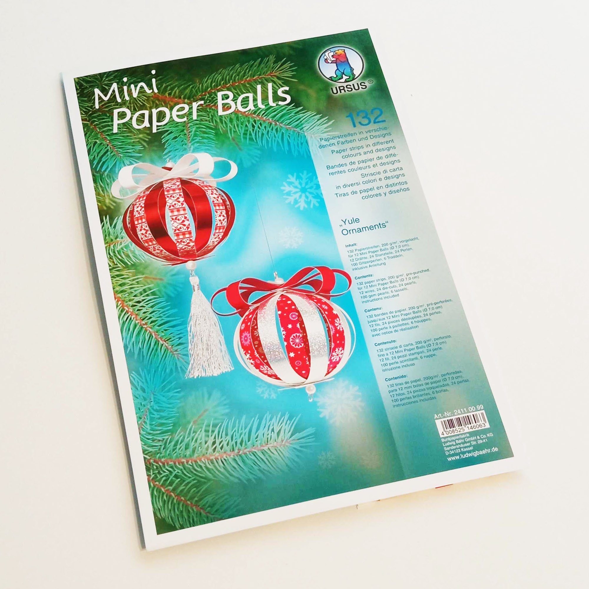 Ursus - Ludwig Bähr Papierdekoration URSUS Designstreifen Mini Paper Balls "Yule Ornaments"