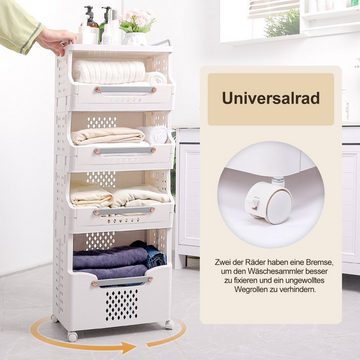 Yorbay Wäschekorb Wäschewagen auf Rollen, mit 4 Körbe, Wäschesortierer 108x29.5x41cm, Wäschesammler Wäschebehälter für Kleidung, Spielzeug, für Badezimmer