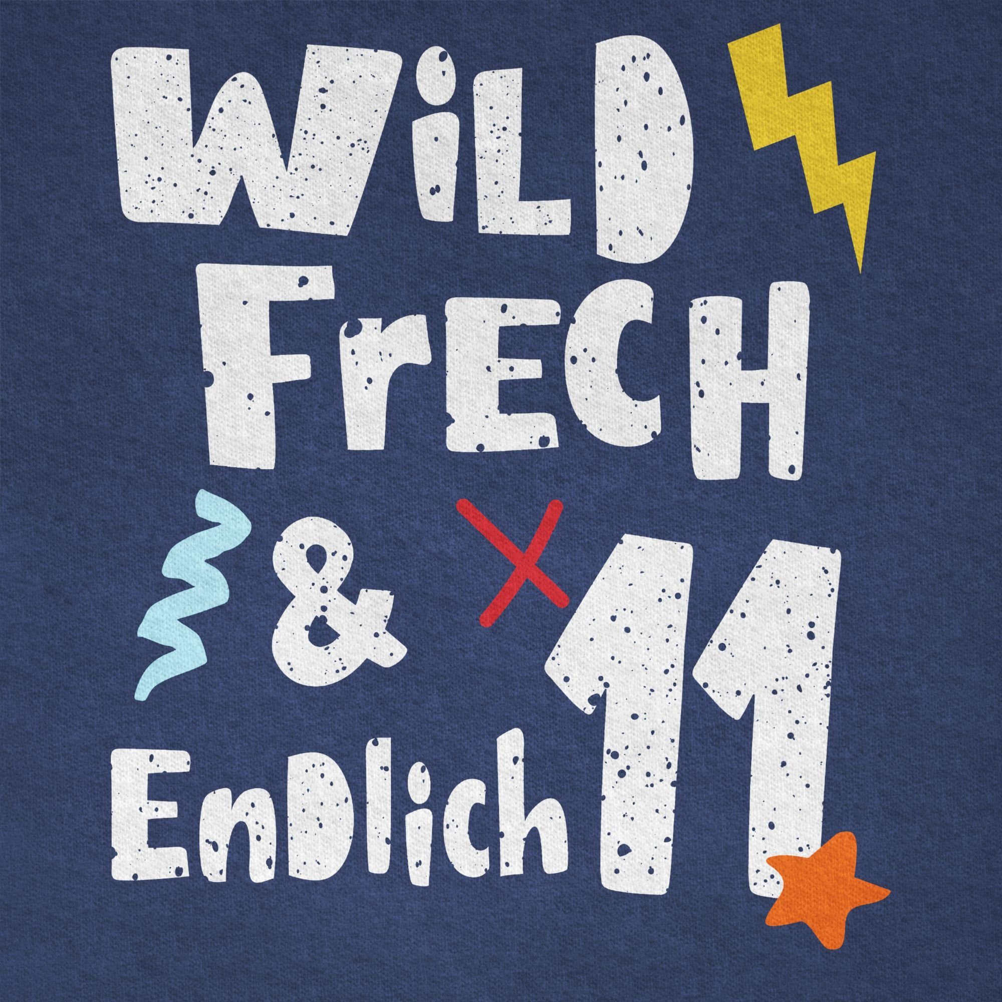 Wild 01 - Meliert 11. 11 Elf Jahre T-Shirt Shirtracer endlich Dunkelblau und frech Geburtstag Wunderbar
