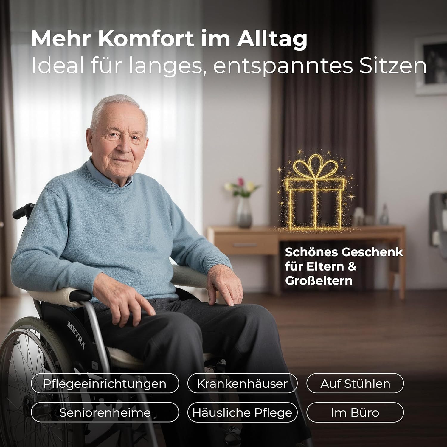 Novaliv Haltungskissen Novaliv Rollstuhl Sitzpolster Natur 50x80 cm – Weiches Sitzkissen für, 1-tlg., Novaliv Rollstuhl Sitzpolster Natur 50x80 cm - Weiches Sitzkissen für