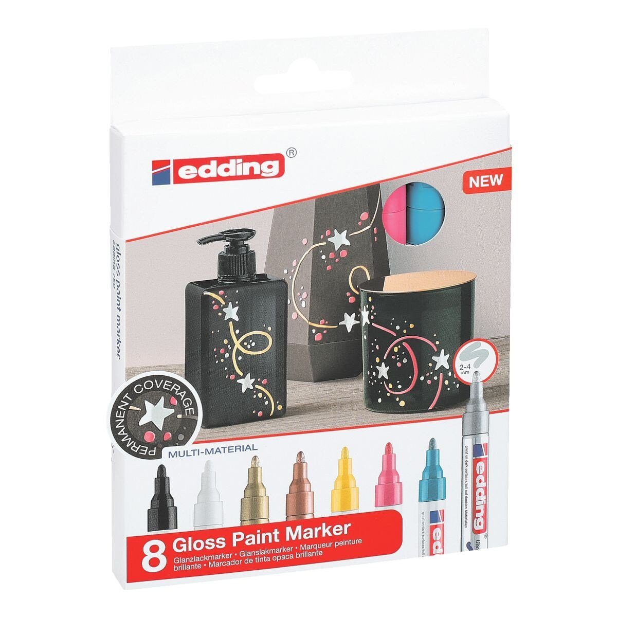 edding Lackmarker 750, (8-tlg), Glanzlackmarker, Strichstärke 2-4 mm