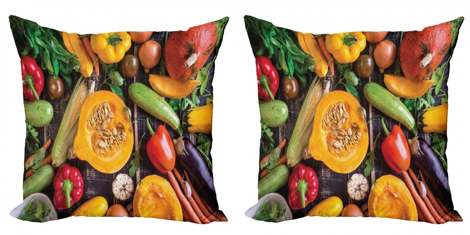 Kissenbezüge Modern Accent Doppelseitiger Digitaldruck, Abakuhaus (2 Stück), Ernte Frisches Gemüse Tabelle | Kissenbezüge