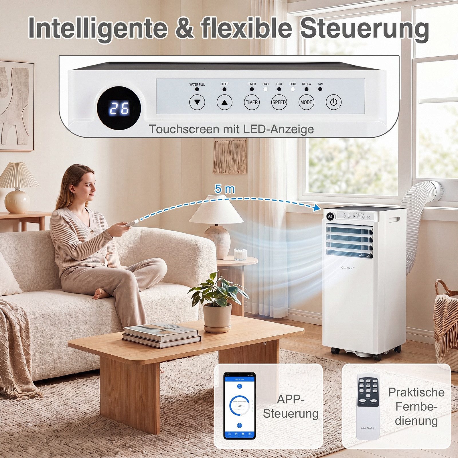 COSTWAY 3-in-1-Klimagerät, 7000BTU Klimaanlage mit Abluftschlauch