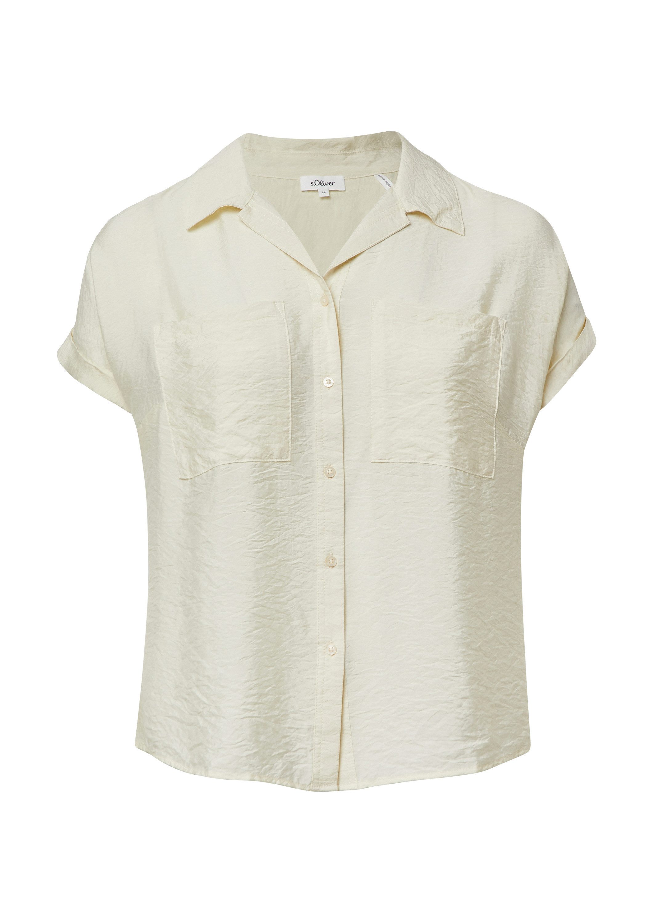 s.Oliver Kurzarmbluse Bluse Bluse aus strukturiertem Viskosemix mit aufgese günstig online kaufen