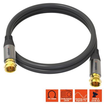 Celexon F-Stecker Sat Antennenkabel SAT-Kabel, (100 cm), Professional Line, 1,0m, schwarz