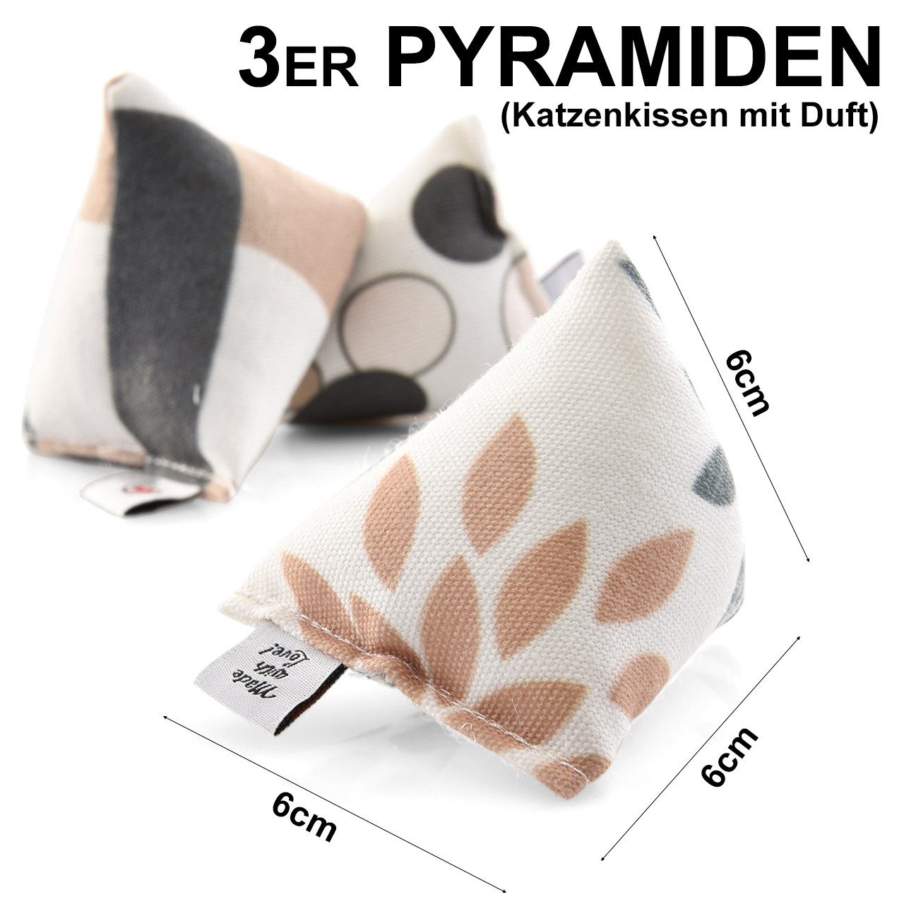 Canadian Cat Company Tier-Intelligenzspielzeug Katzen Schmusekissen Set, mit Katzenminze & Baldrian, Mini Pyramiden-Kissen, 6er Schmusekissen-Set