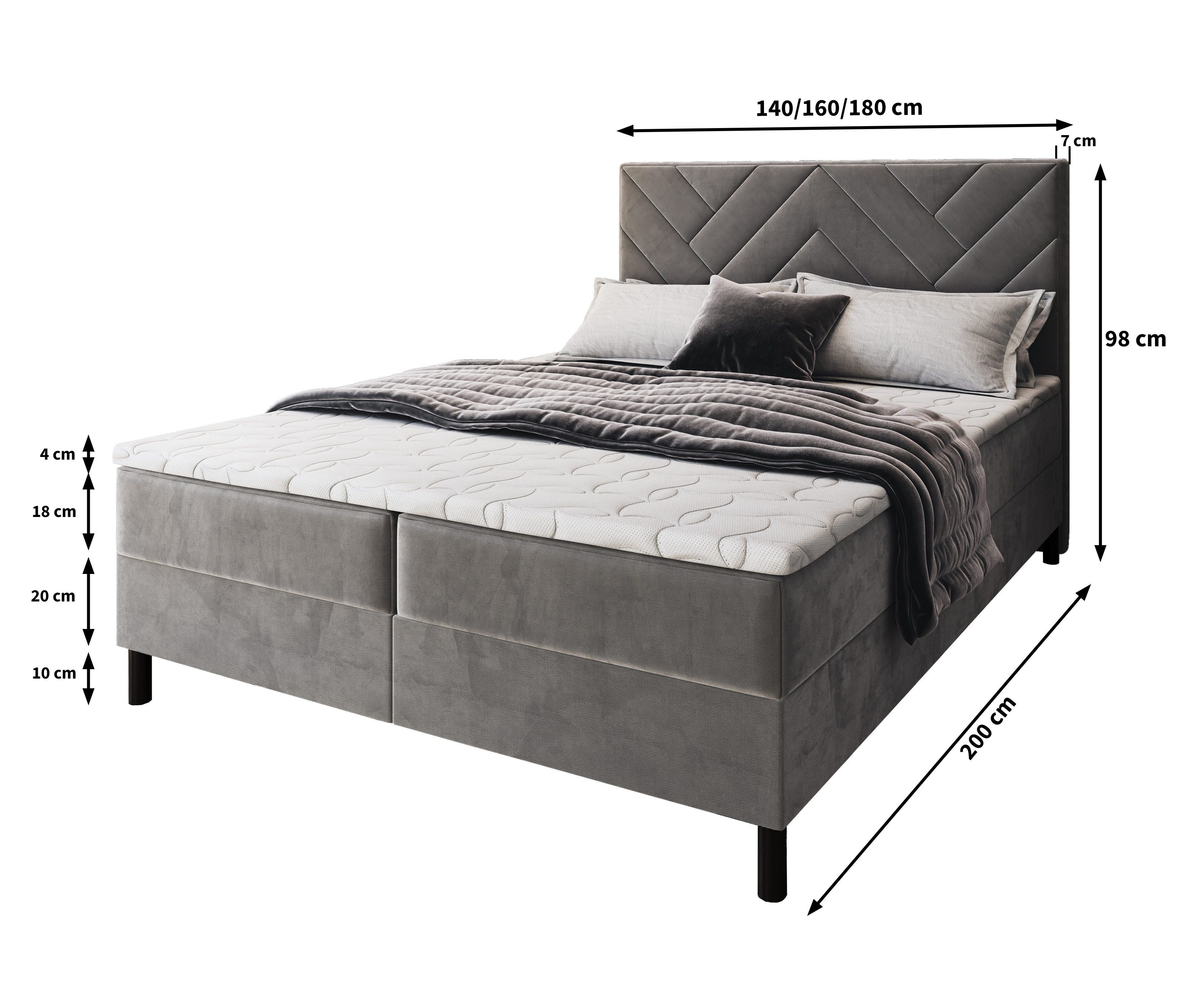 Masseno Boxbett ROKIS 140x200 cm mit Bonell Matratze und Topper