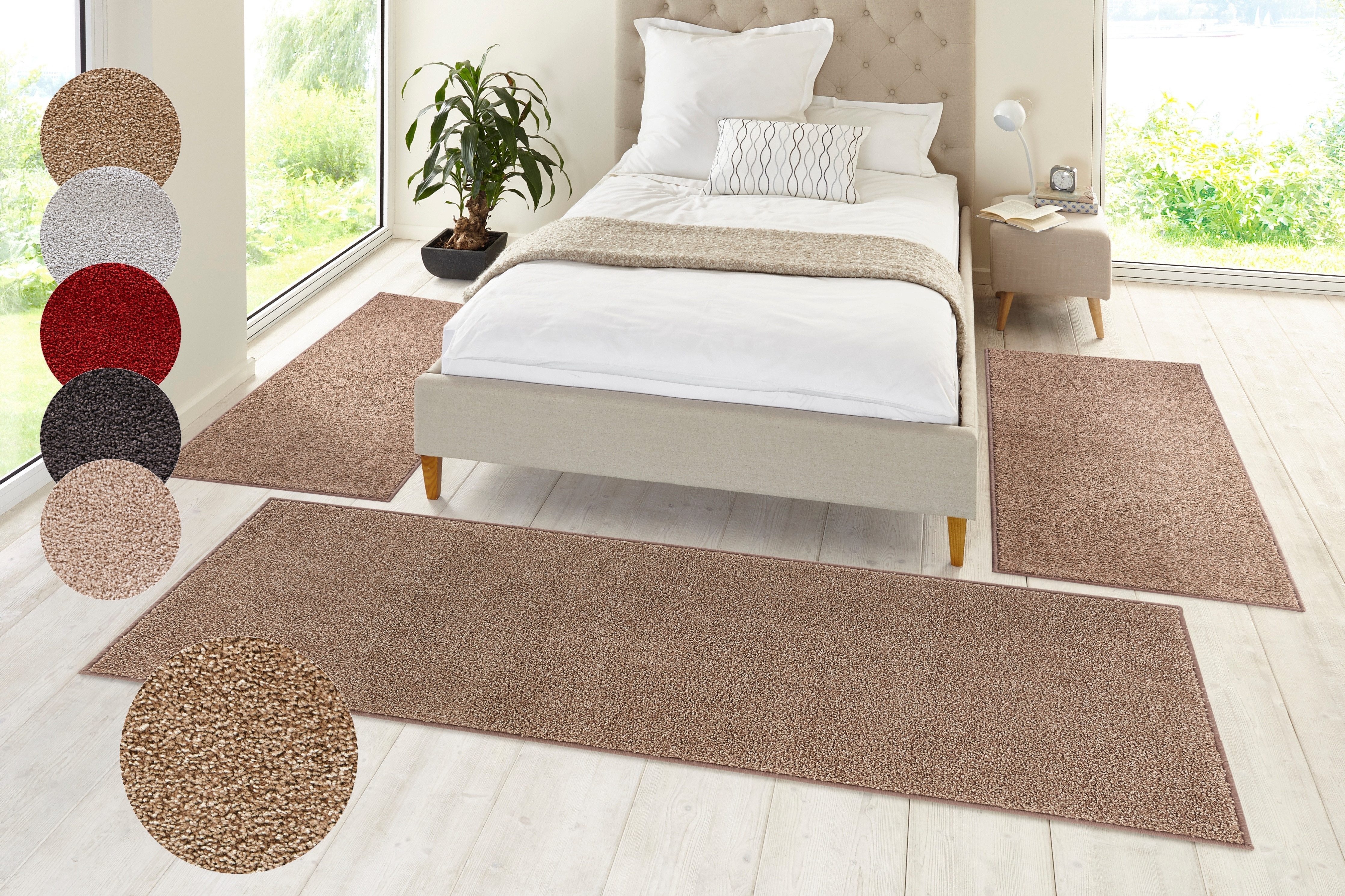 HANSE Home Bettumrandung »Pure 100«, (3 tlg.), Kurzflor, Unifarben, Teppich günstig online kaufen