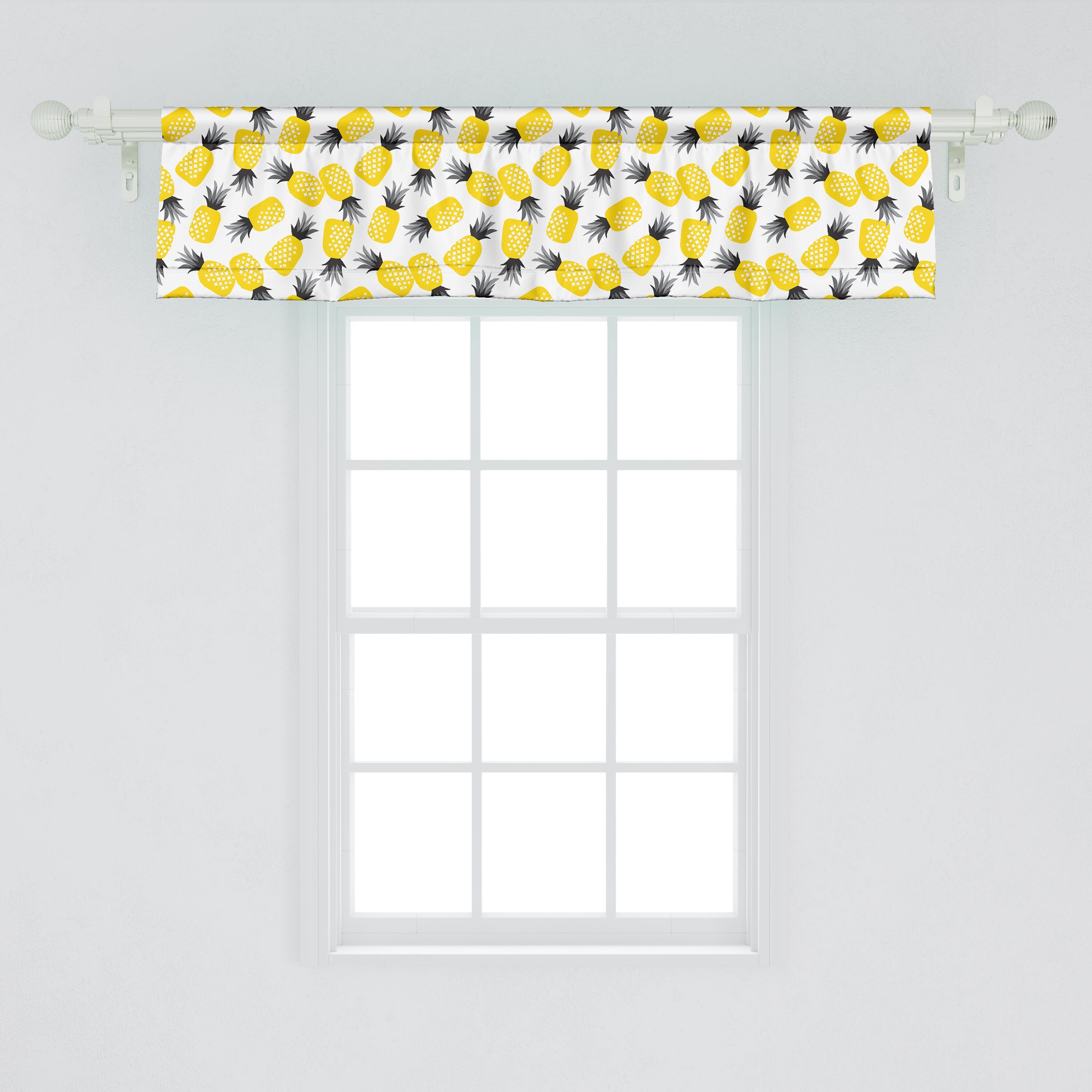 Scheibengardine Vorhang Volant Motiv Sommer Microfaser, Küche Schlafzimmer Dekor mit Stangentasche, Ananas Abakuhaus, für Zusammenfassung