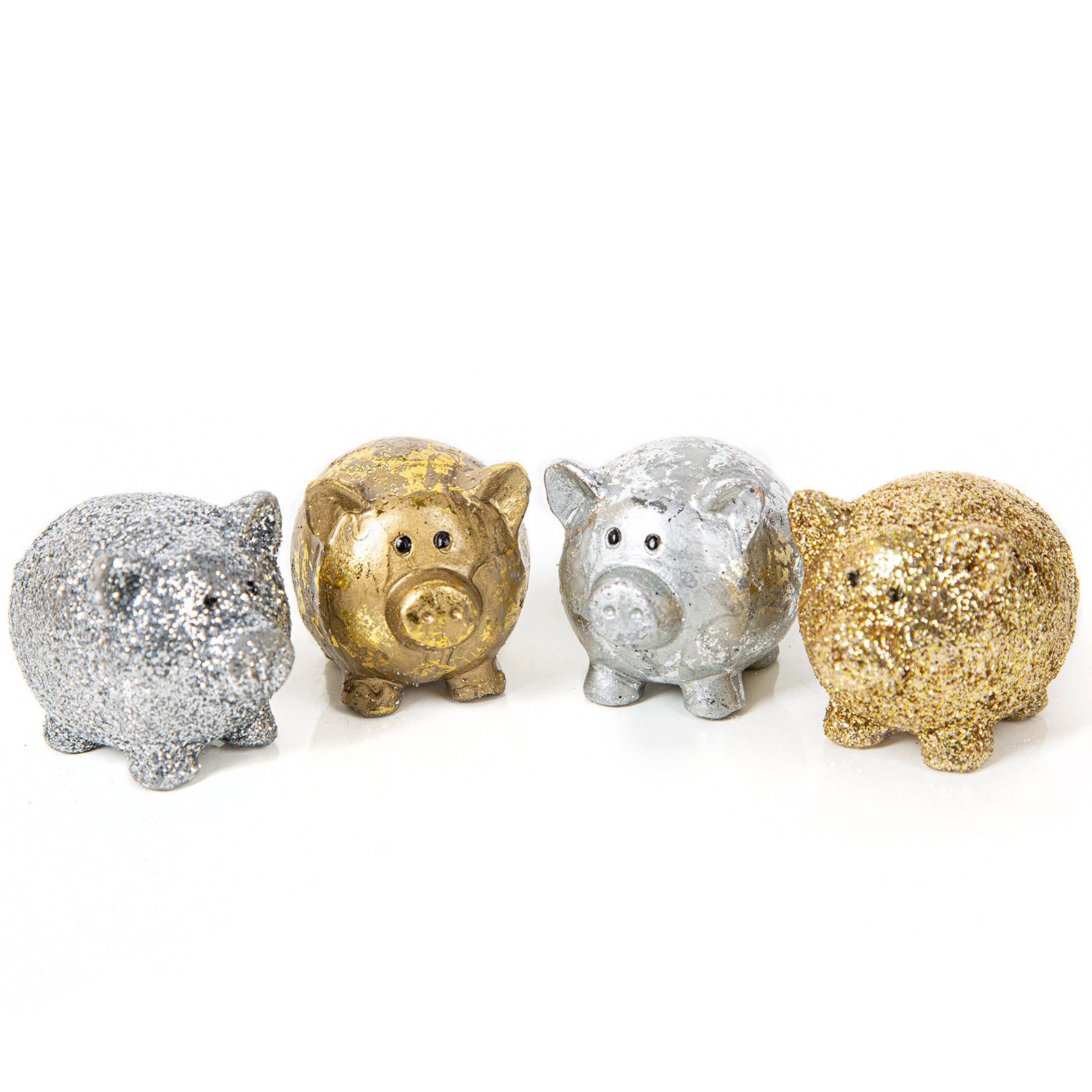 Logbuch-Verlag Dekofigur 4 Glücksschweine Silber Gold Glücksbringer 2024 Si günstig online kaufen