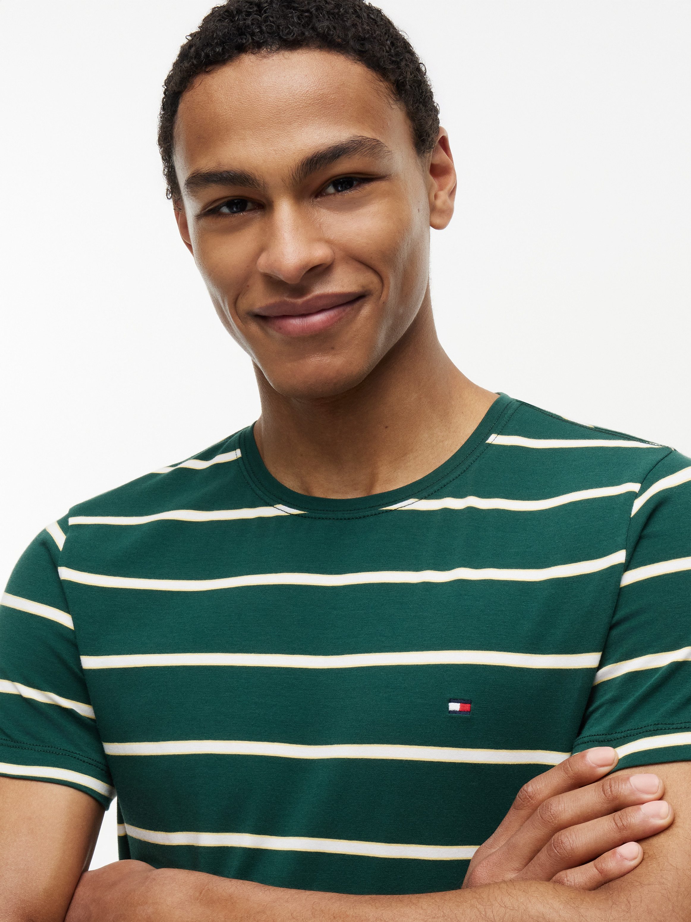 Tommy Hilfiger T-Shirt STRETCH SLIM FIT unifarben, casual, slim fit, Baumwollmix, Rundhals