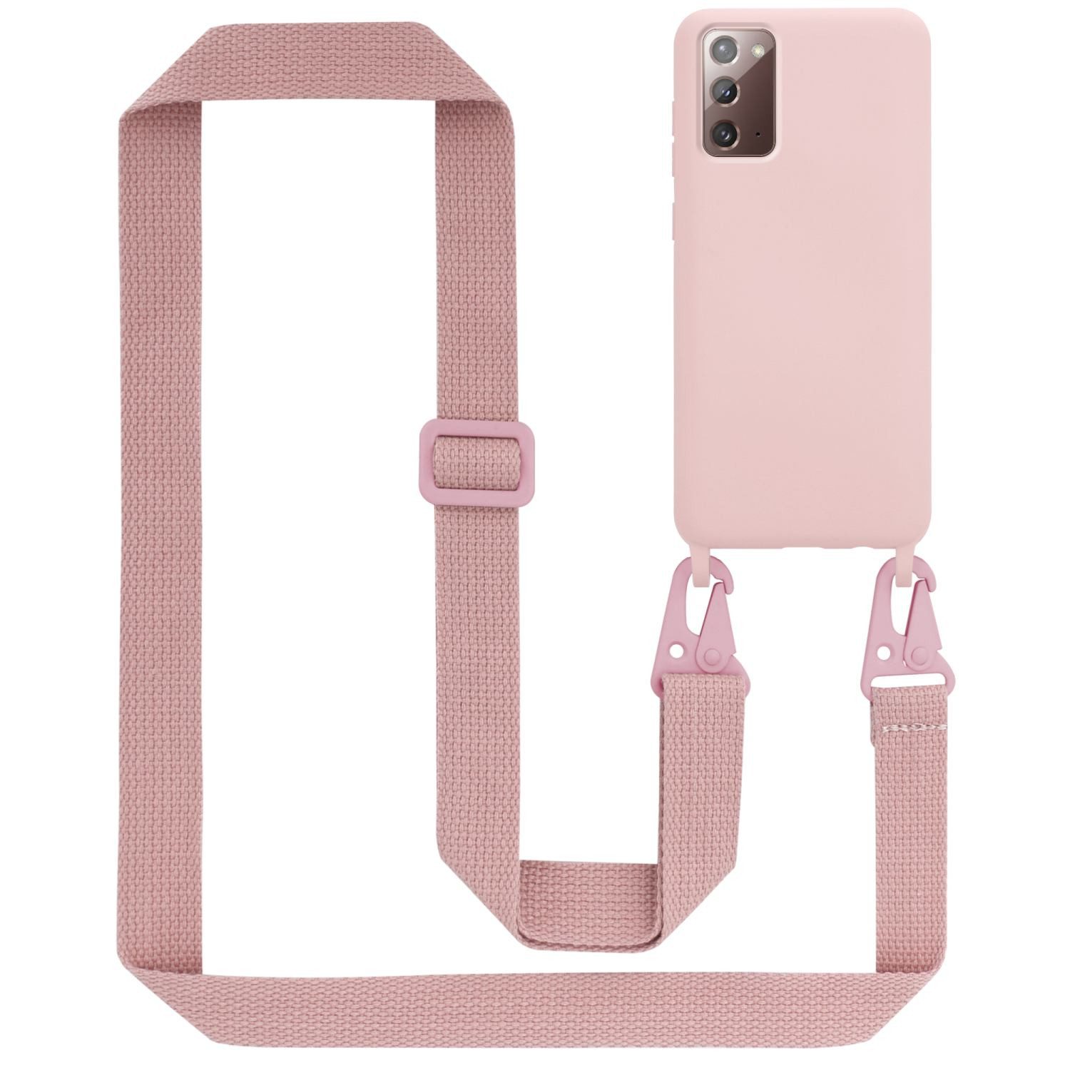 Cadorabo Handyhülle für Samsung Galaxy NOTE 20 Kette Samsung Galaxy NOTE 20, TPU Silikon Handy Schutzhülle - Hülle - Liquid Style - mit Handykette
