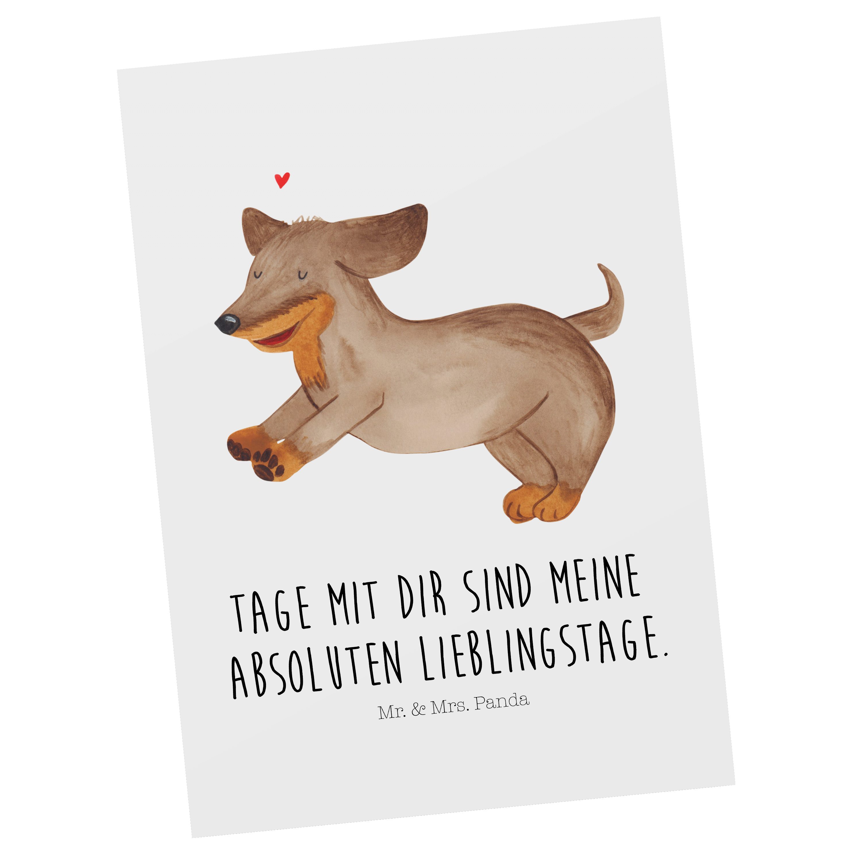 Mr. & Mrs. Panda Postkarte Hund Dackel fröhlich - Weiß - Geschenk, süß, Haustier, Hunderasse, Sp