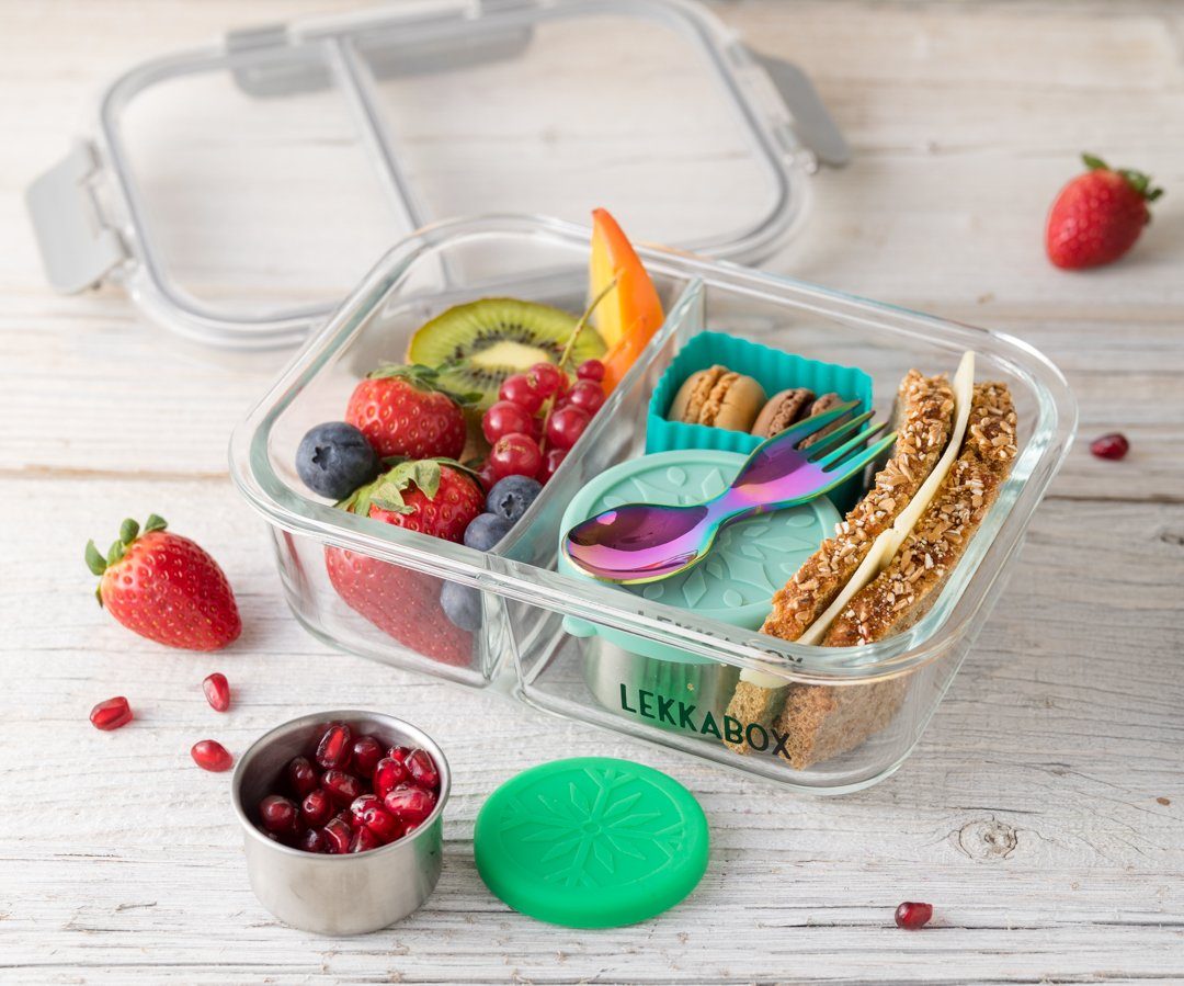 Box - Bento 2er Set, Behälter Mint Mini Dipper, LEKKABOX Zubehör 2er - Lunchbox Soßen Edelstahl Set