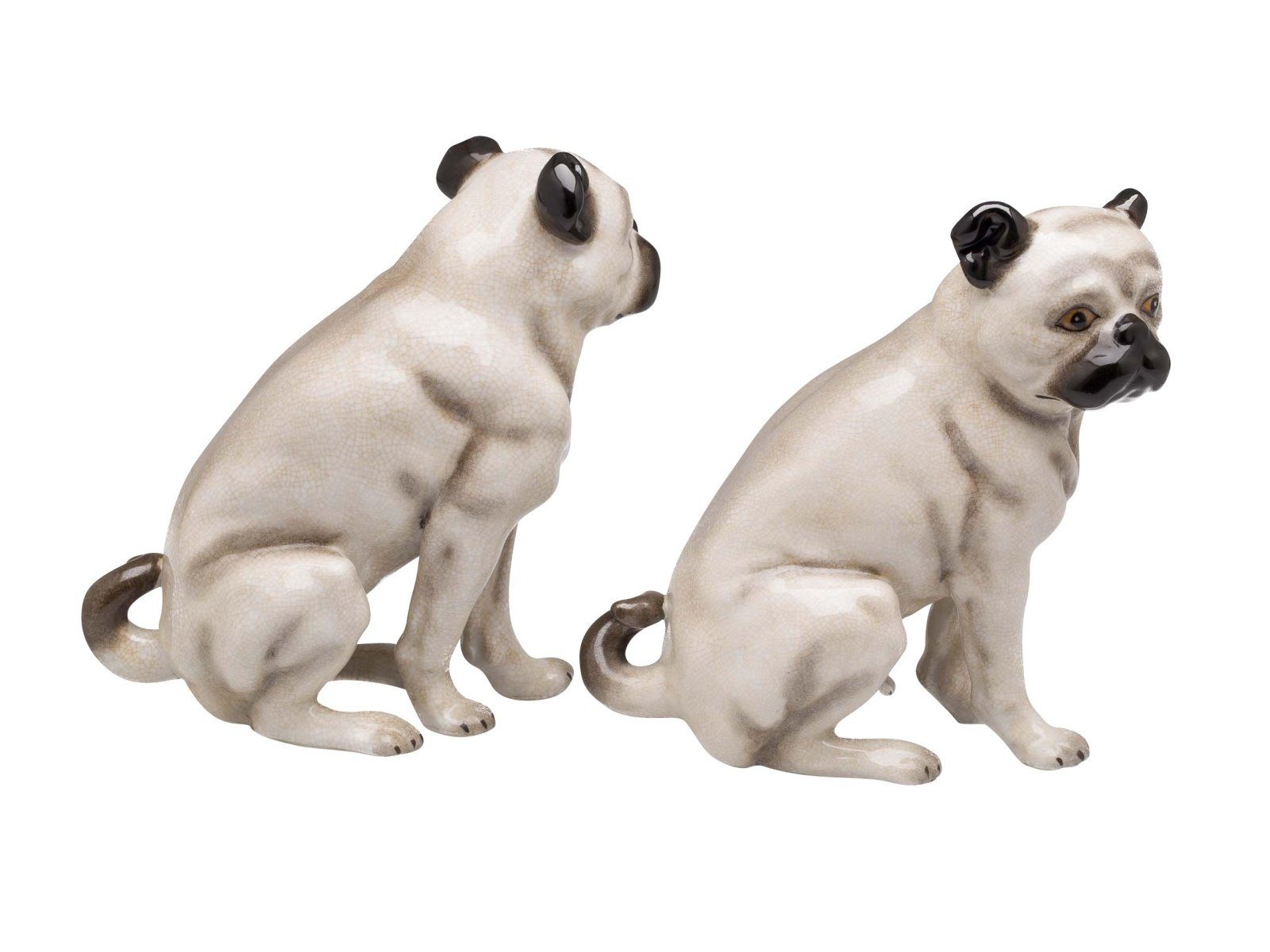 Mops A Paar Dekoration Hund Porzellan im Dekofigur Aubaho Skulptur Porzellanfigur Figur