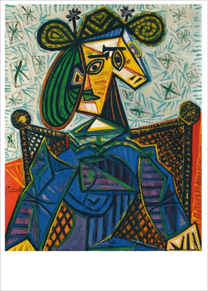 dans un "Femme assise fauteuil" Picasso Pablo Kunstkarte Postkarte