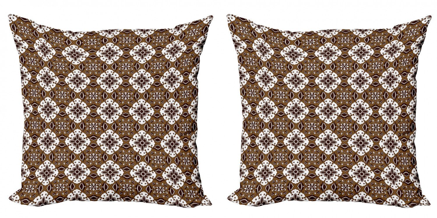 Schokolade Batik-Blumenmuster Modern (2 Accent Doppelseitiger Stück), Digitaldruck, Kissenbezüge Abakuhaus