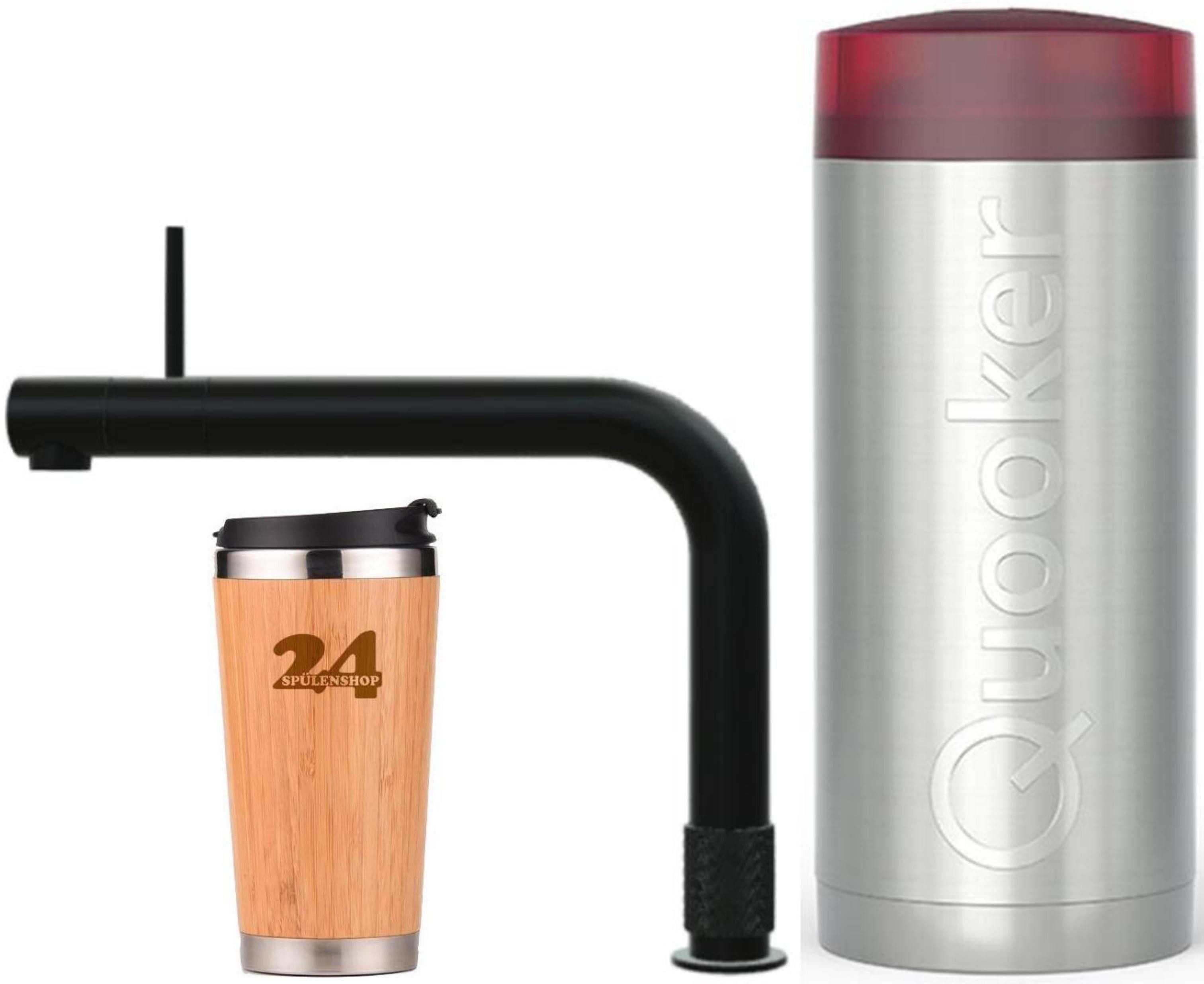 QUOOKER Küchenarmatur QUOOKER FRONT COMBI+ B Schwarz 100°C Armatur (22+FRONTBLK) (2-St) Spültischmischer mit 100°C Kochendwasserfunktion