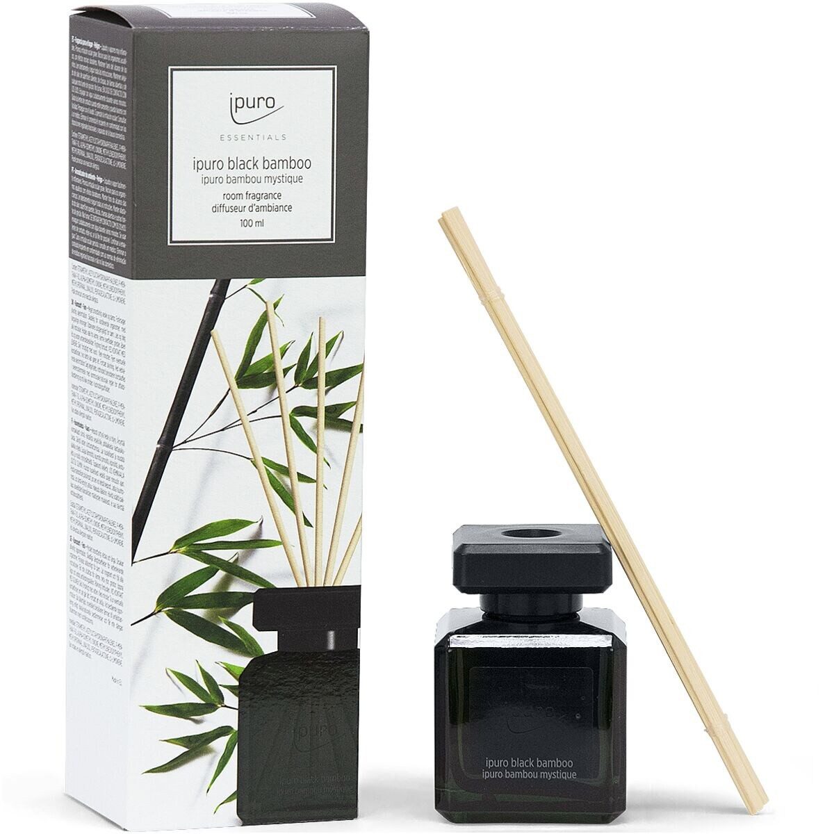 IPURO Raumduft Black Bamboo, 100 ml, Glasflakon mit Rattan-Holzstäbchen