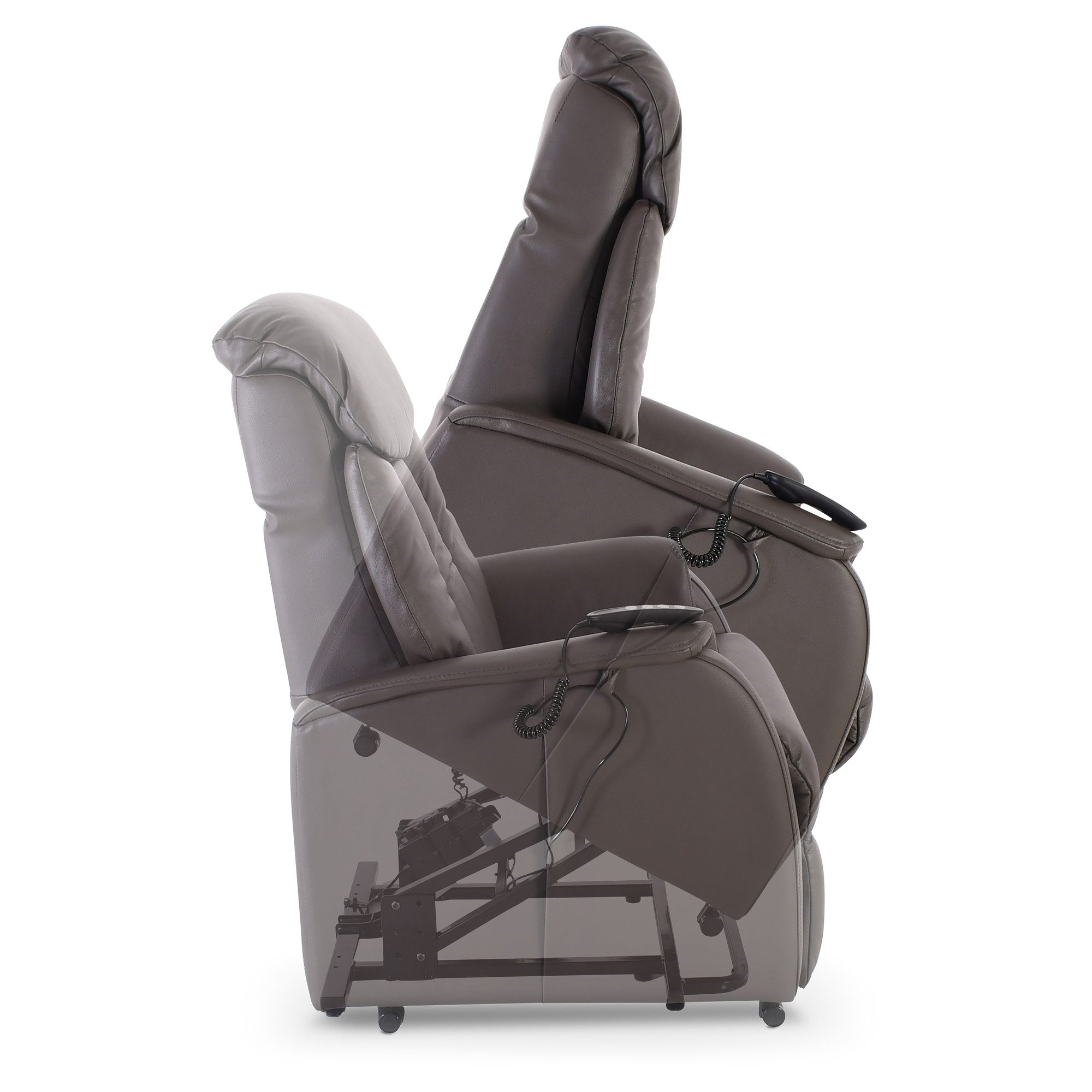 Raburg TV-Sessel XL-Fernsehsessel mit Aufstehhilfe & Liegefunktion, 150 kg, Marin, elektrisch mit Fernbedienung, 3× Motoren, Taschenfederkern, Leder