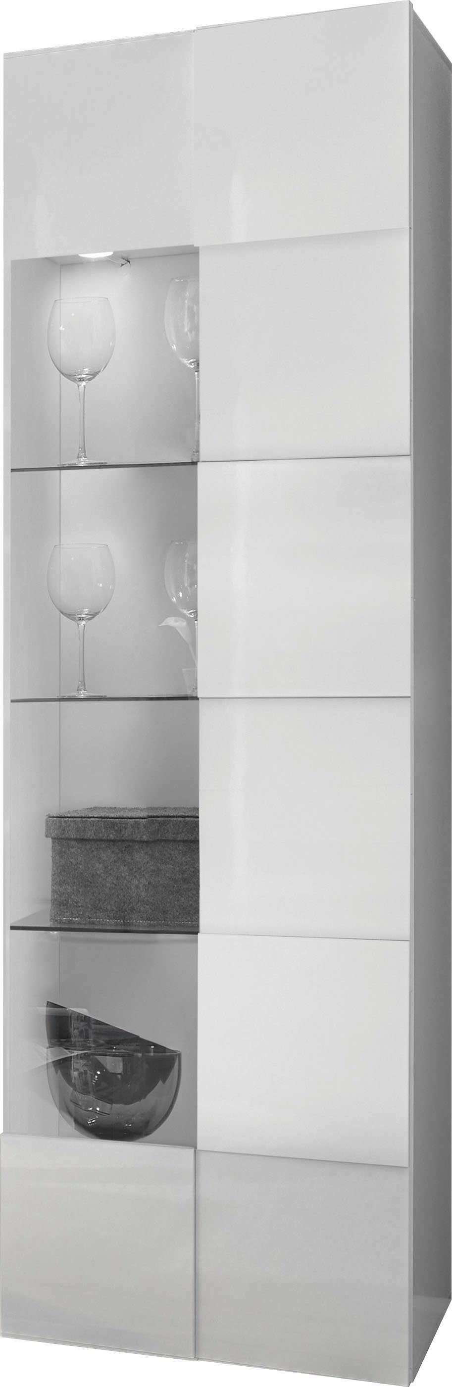 Home affaire Vitrine Dama Höhe 187 cm, Breite 60 cm, Stauraumvitrine mit 1 Tür, Standvitrine - Front in 3D-Optik, viel Stauraum, verschiedene Farben
