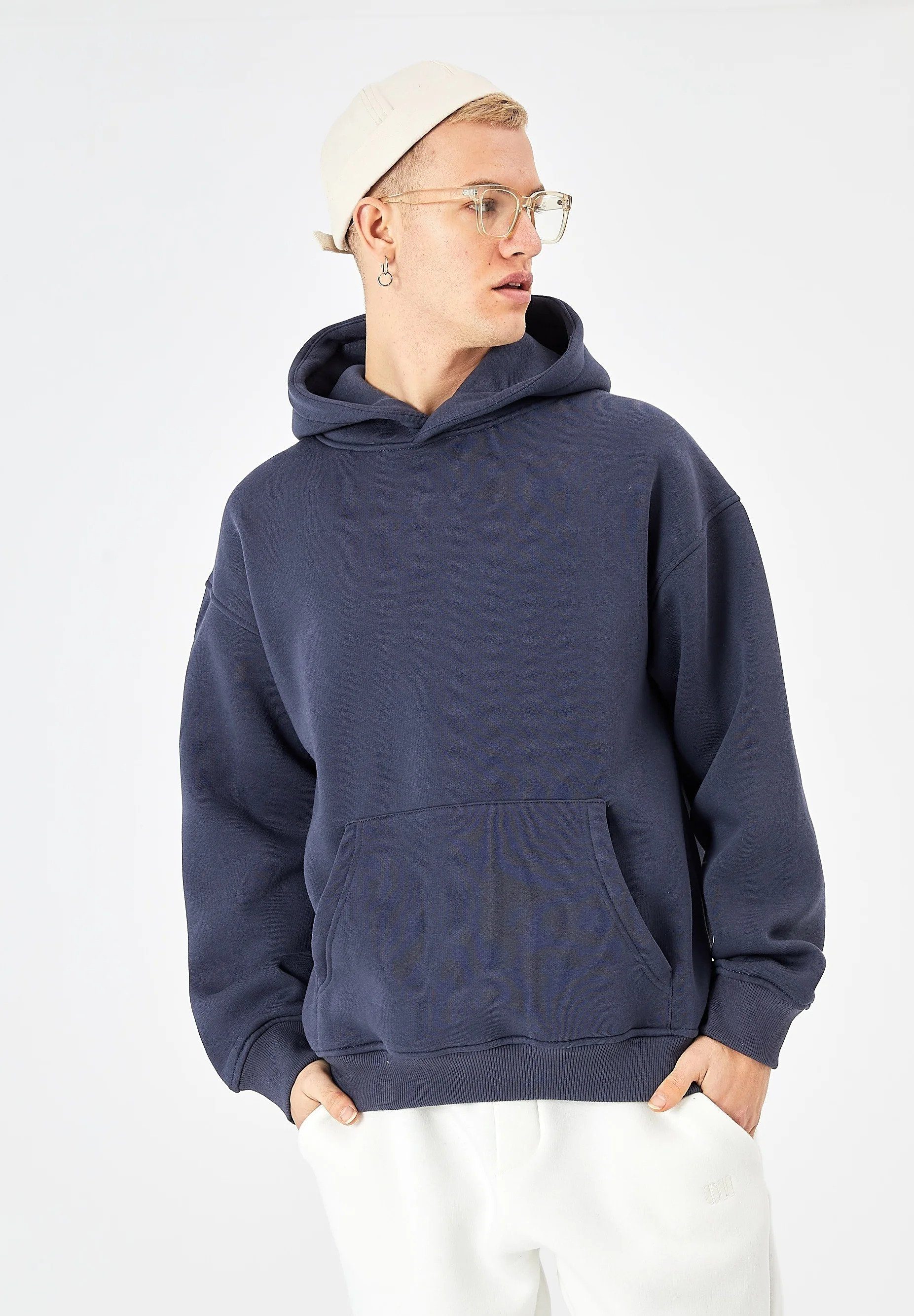 Kapuzenpullover Basic Oversized Hoodie Herren & Damen Kapuzenpullover Anthrazit