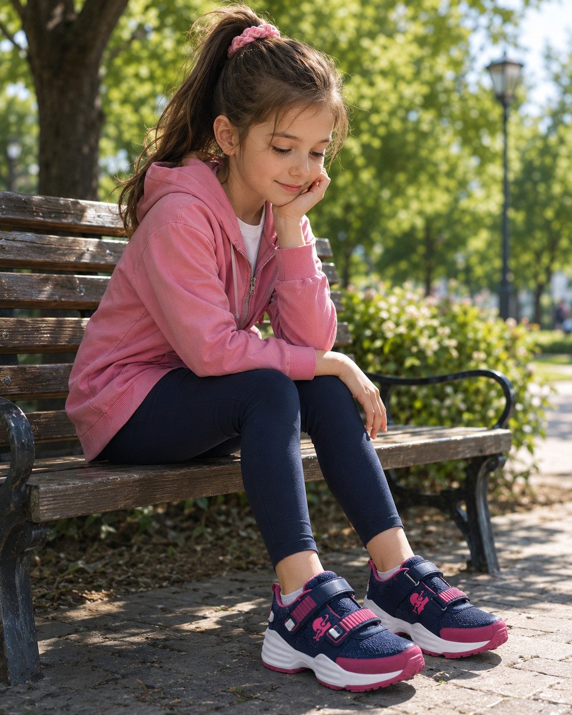 Engelbert Strauss Allroundschuhe für Kinder Waza, wasserdicht, blau/pink Outdoorschuh stufenlos verstellbare Klettverschluß-Laschen