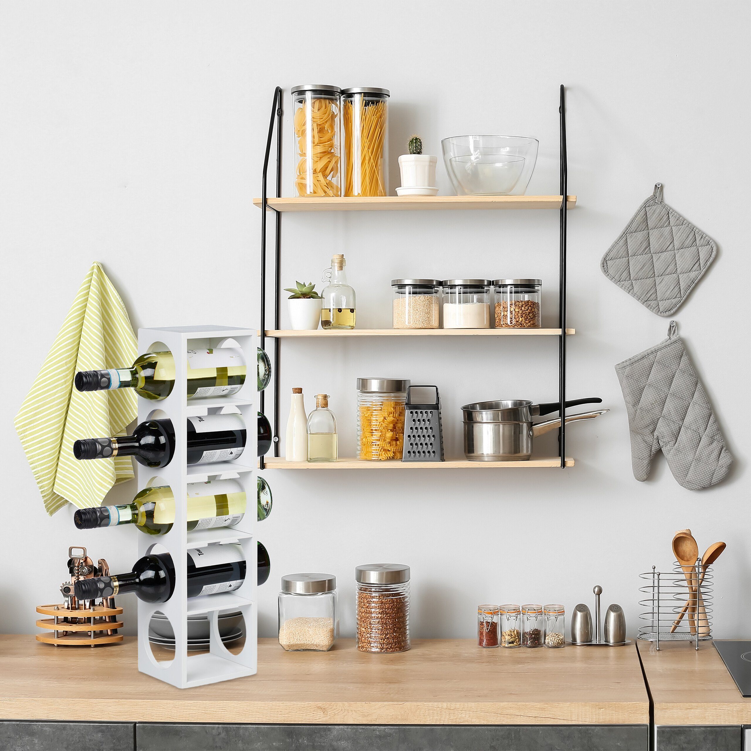 relaxdays Weinregal Bambus Weinregal in Weiß günstig online kaufen