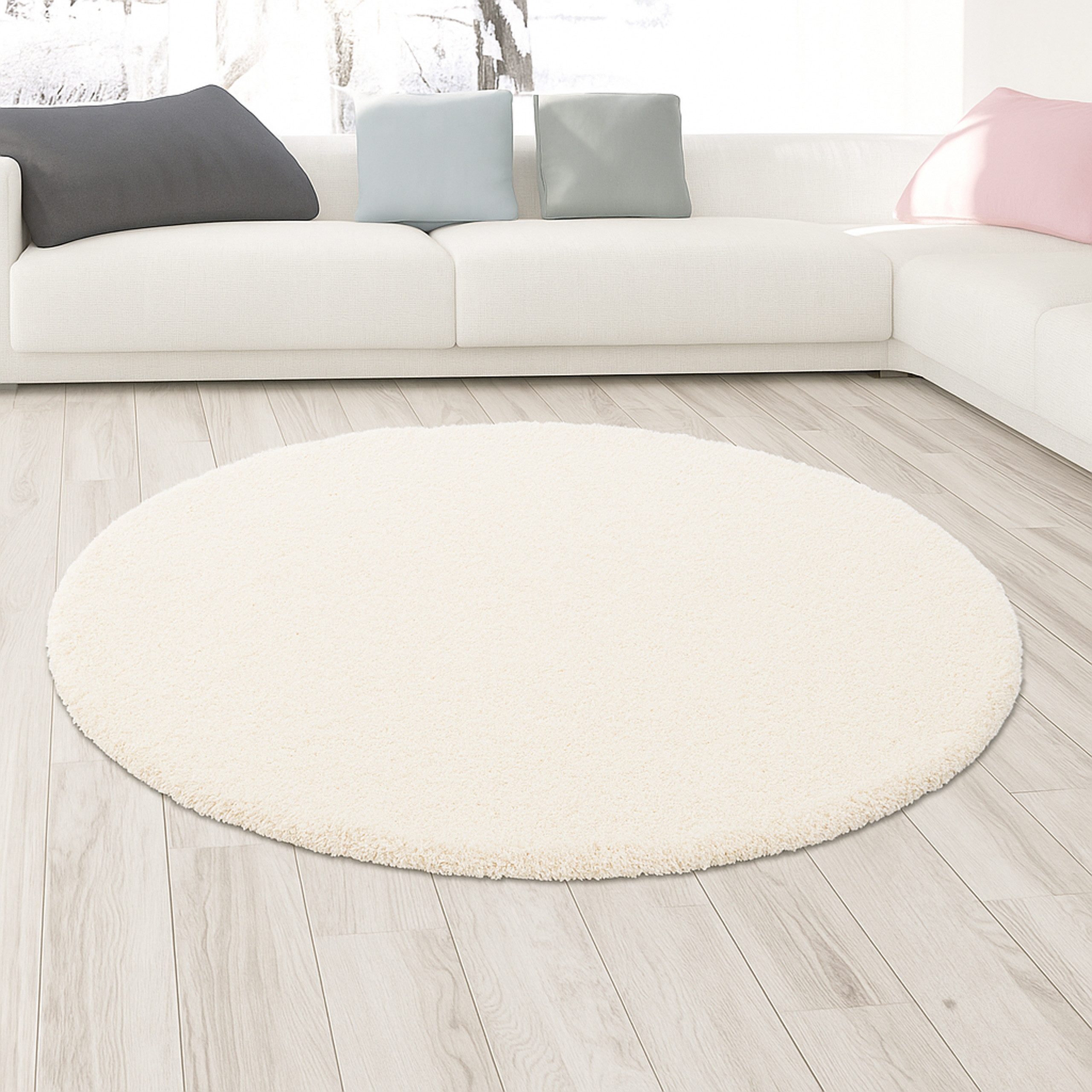 Carpetia Hochflor-Teppich Modernes Shaggy-Design, rund, Höhe: 30 mm, weich, pflegeleicht, strapazierfähig