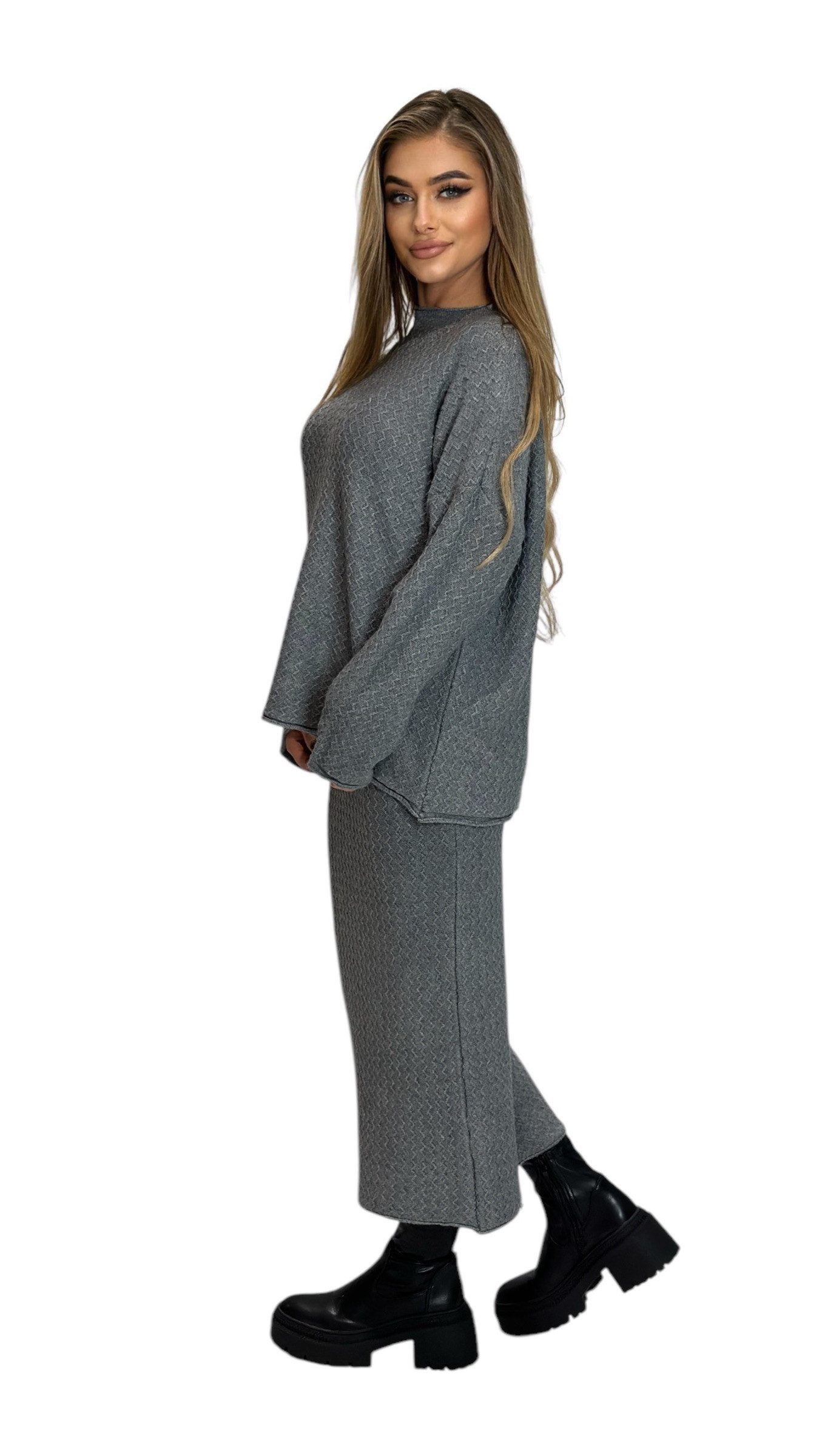 Mississhop Strickkleid Strickset Strickanzug Rock Pullover Damen M.395
