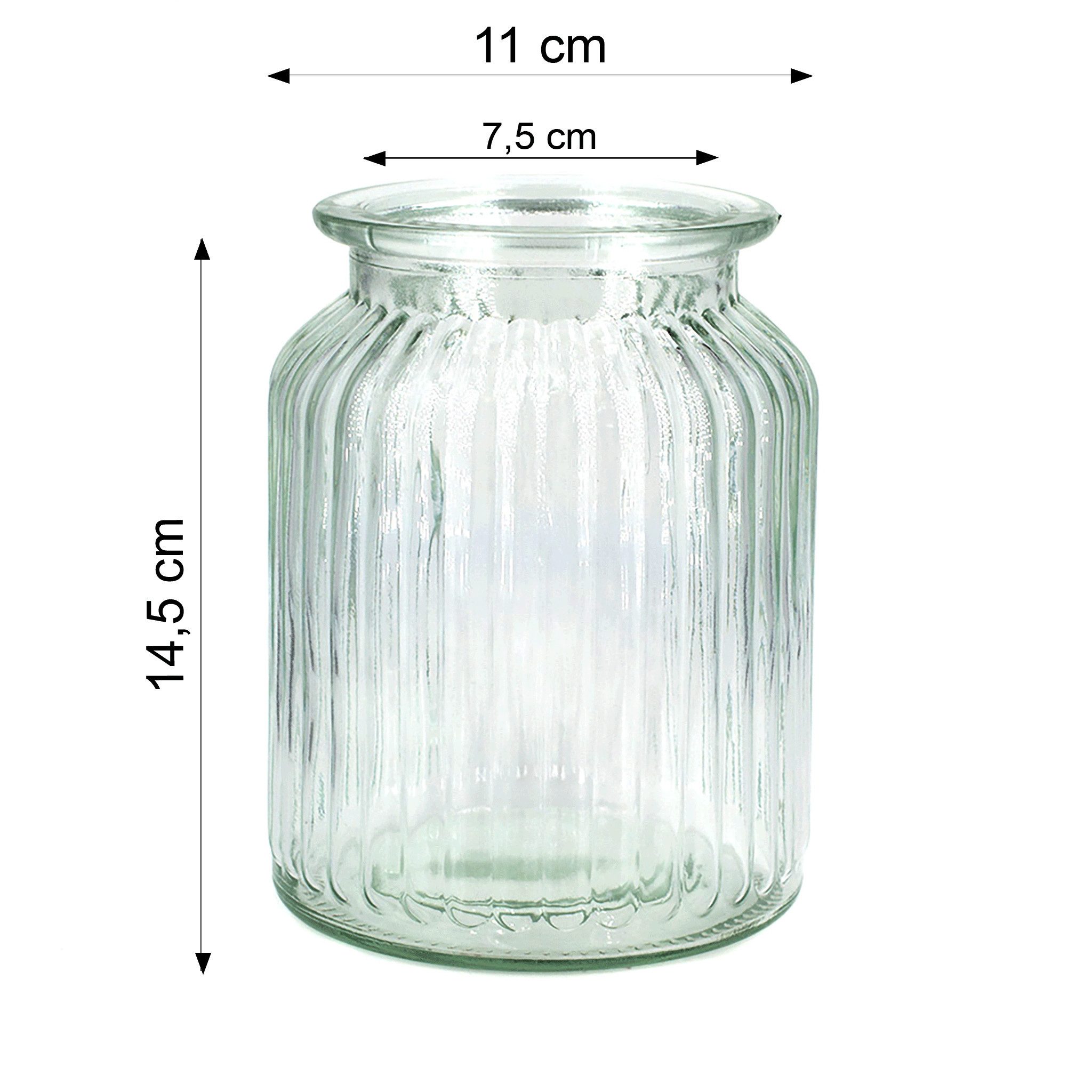 Creativery Windlicht, Windlicht Glas gerillt 11x14,5cm 1 Stück Klar transpa günstig online kaufen