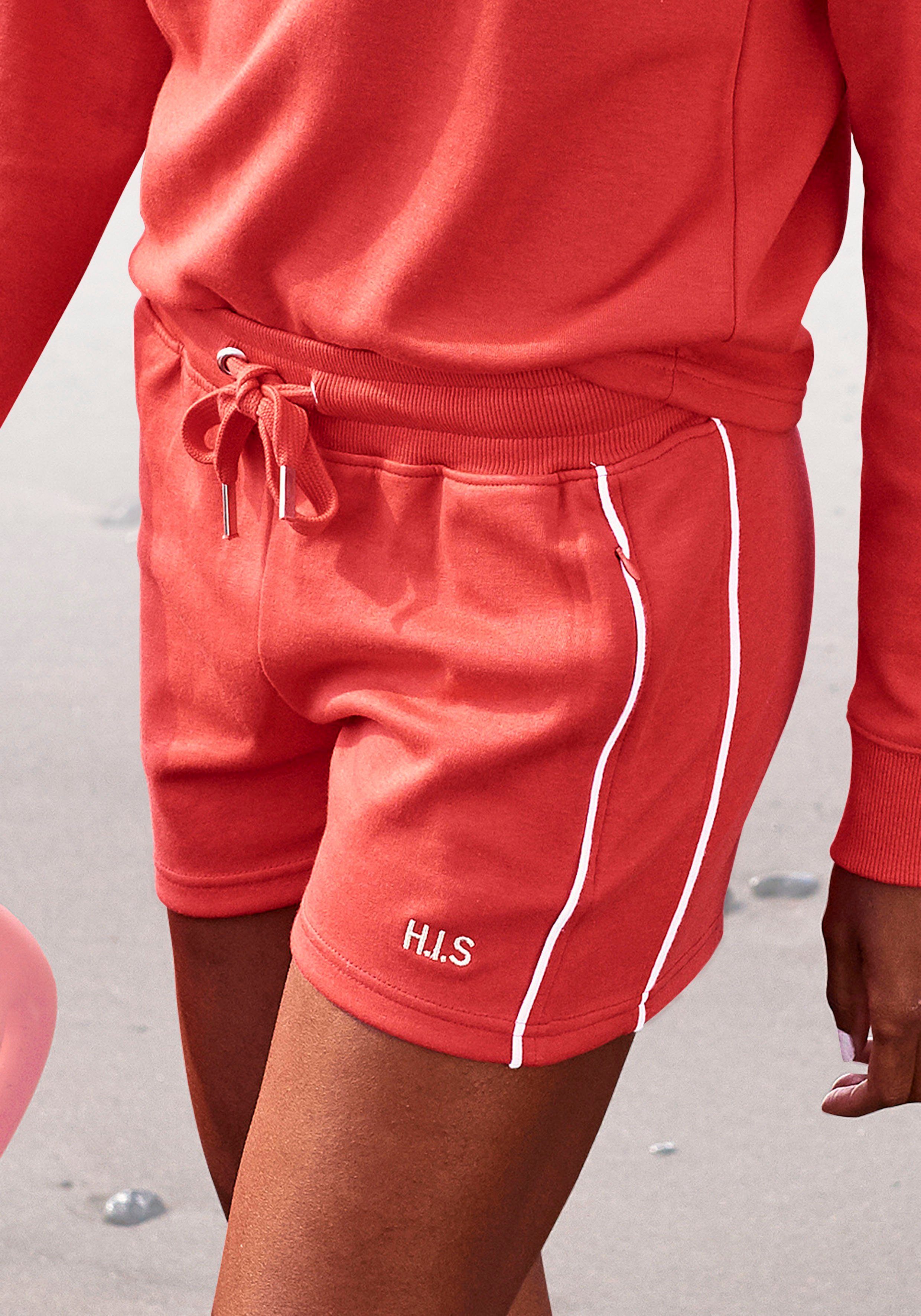H.I.S Shorts mit Piping an der Seite rot
