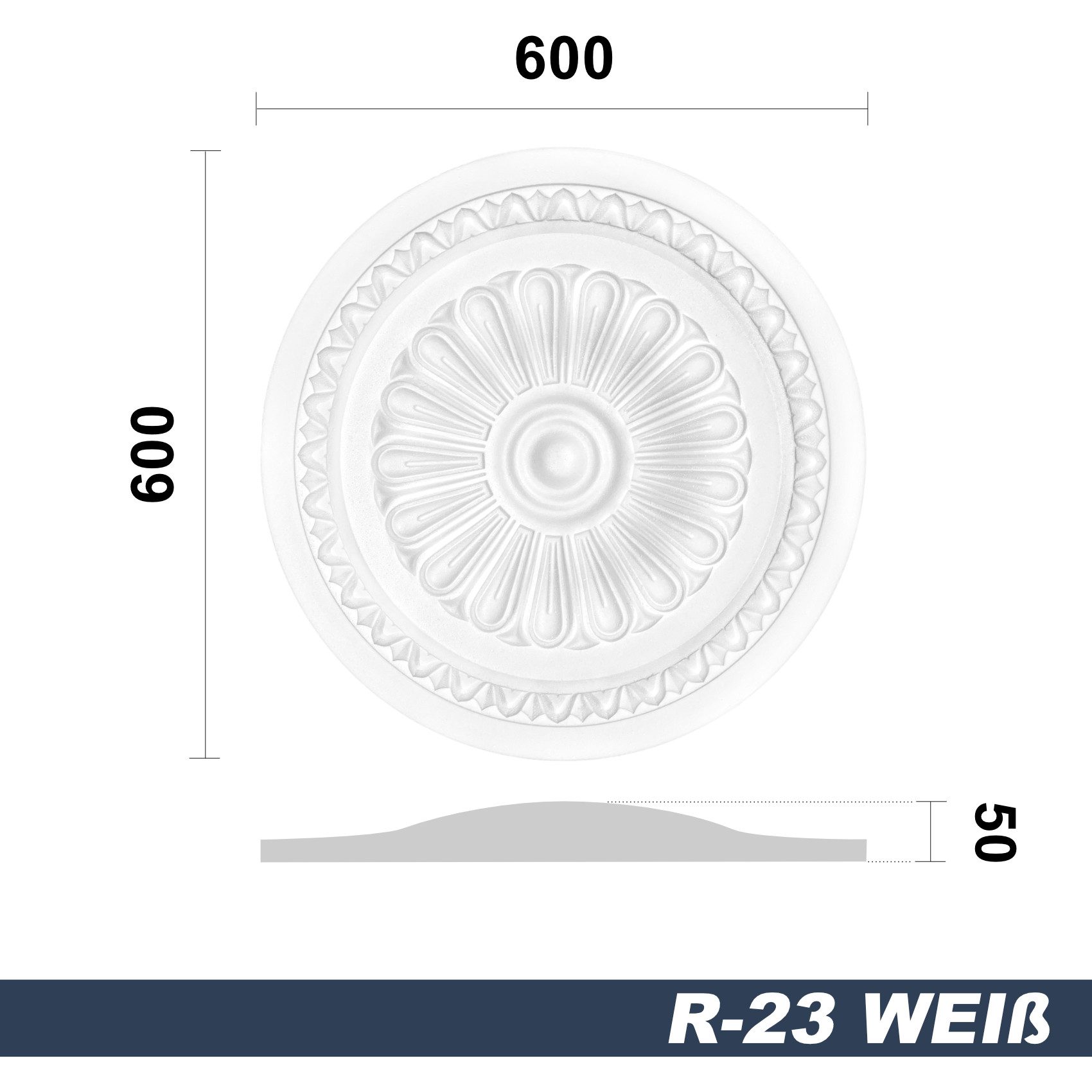 marbet design Wanddekoobjekt R-23 (Stuckrosette aus EPS Styropor, weiß, Zie günstig online kaufen