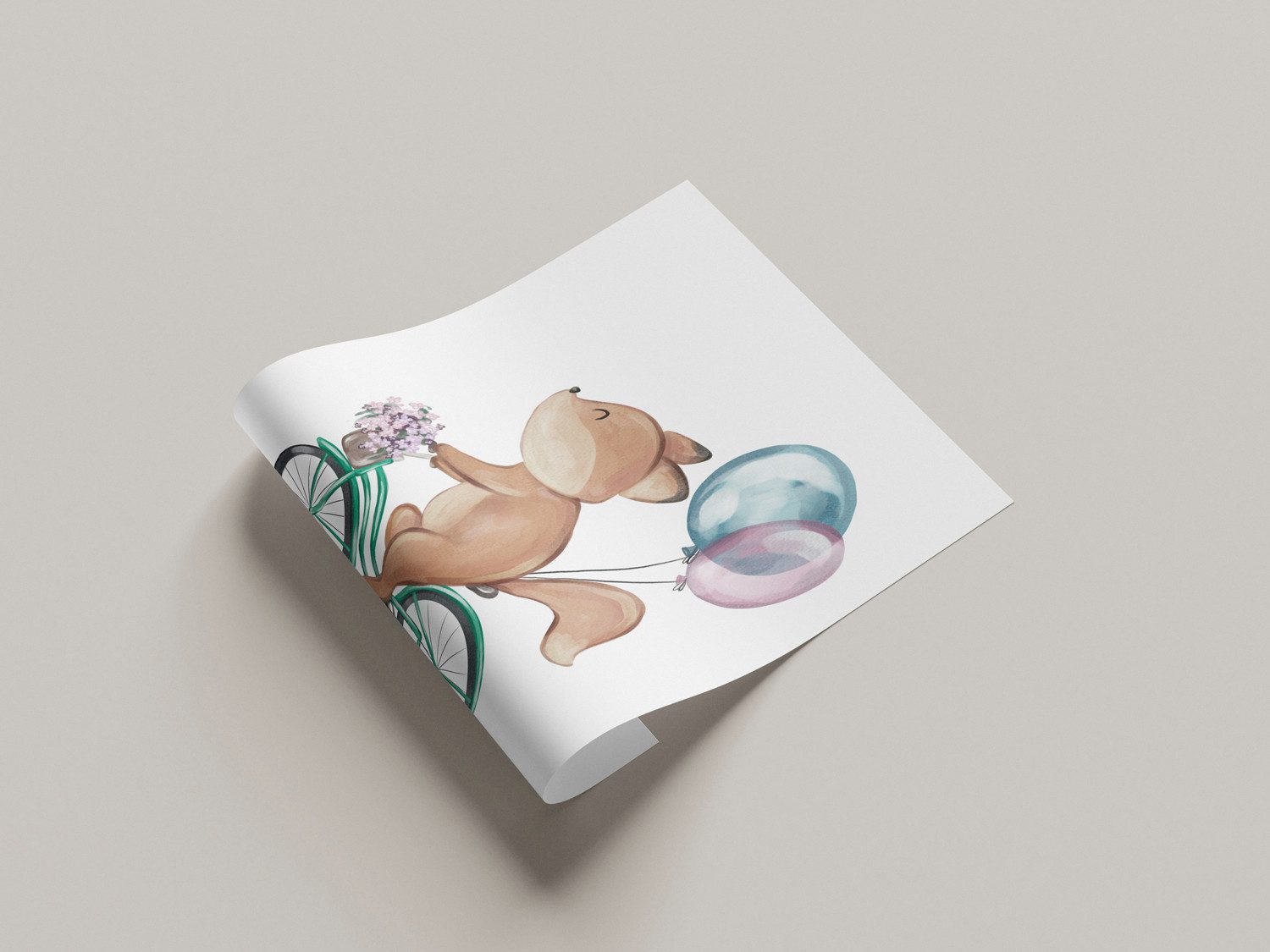 Lüttenhütt Bild mit Rahmen oder Poster, Blumenkorb und Luftballons, Eichhörnchen, Fahrräder, Fahrzeuge, Fantasy, Luftballon, Tiere (1 St), HD Premium Druck
