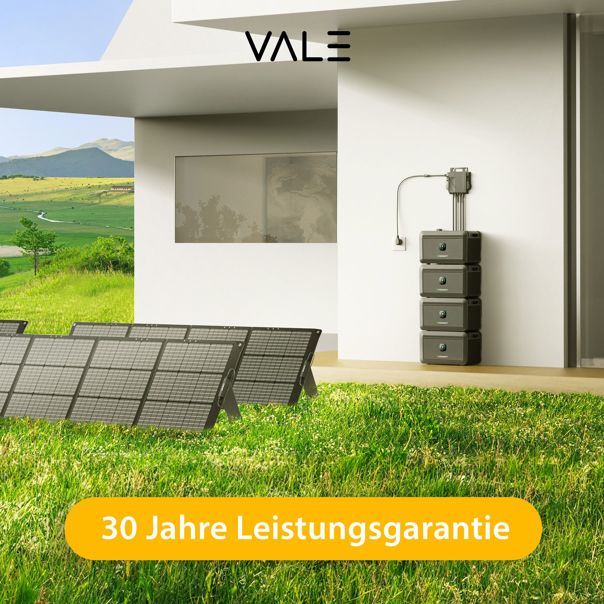 VALE Balcony Power Plant Intelligent Solar System Set Bifacial with Inverter (in set with Growatt Inverter, Full Black, 880-920 Wp), Plug&Play, BKW, Solar Module, Photovoltaic Set, WiFi, App Control