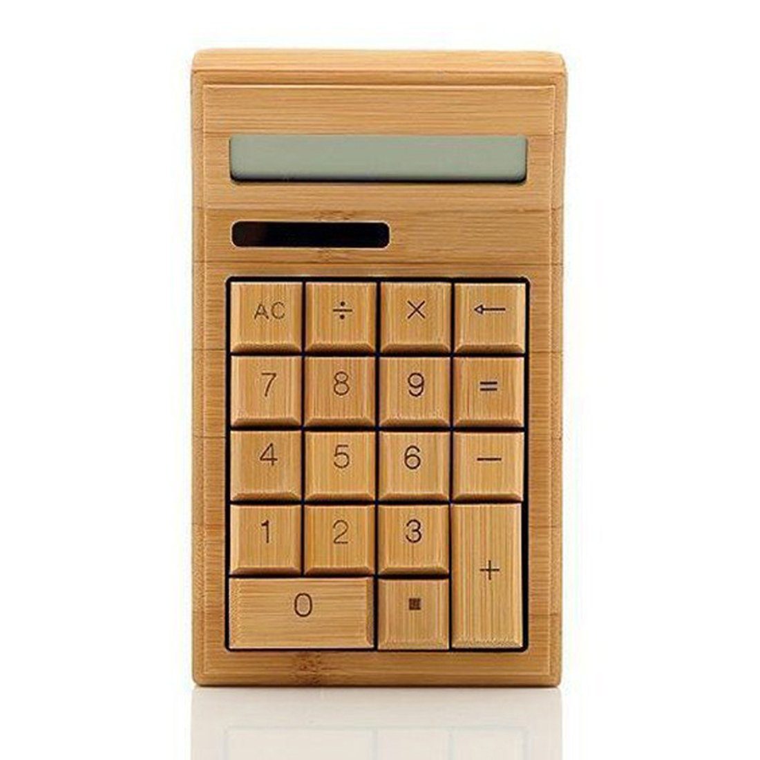 Bolwins Taschenrechner Q87C Solar Taschenrechner Recher Bürorechner Tischrechner Bambus Holz, Gehäuse aus Bambus, Solarbetrieb