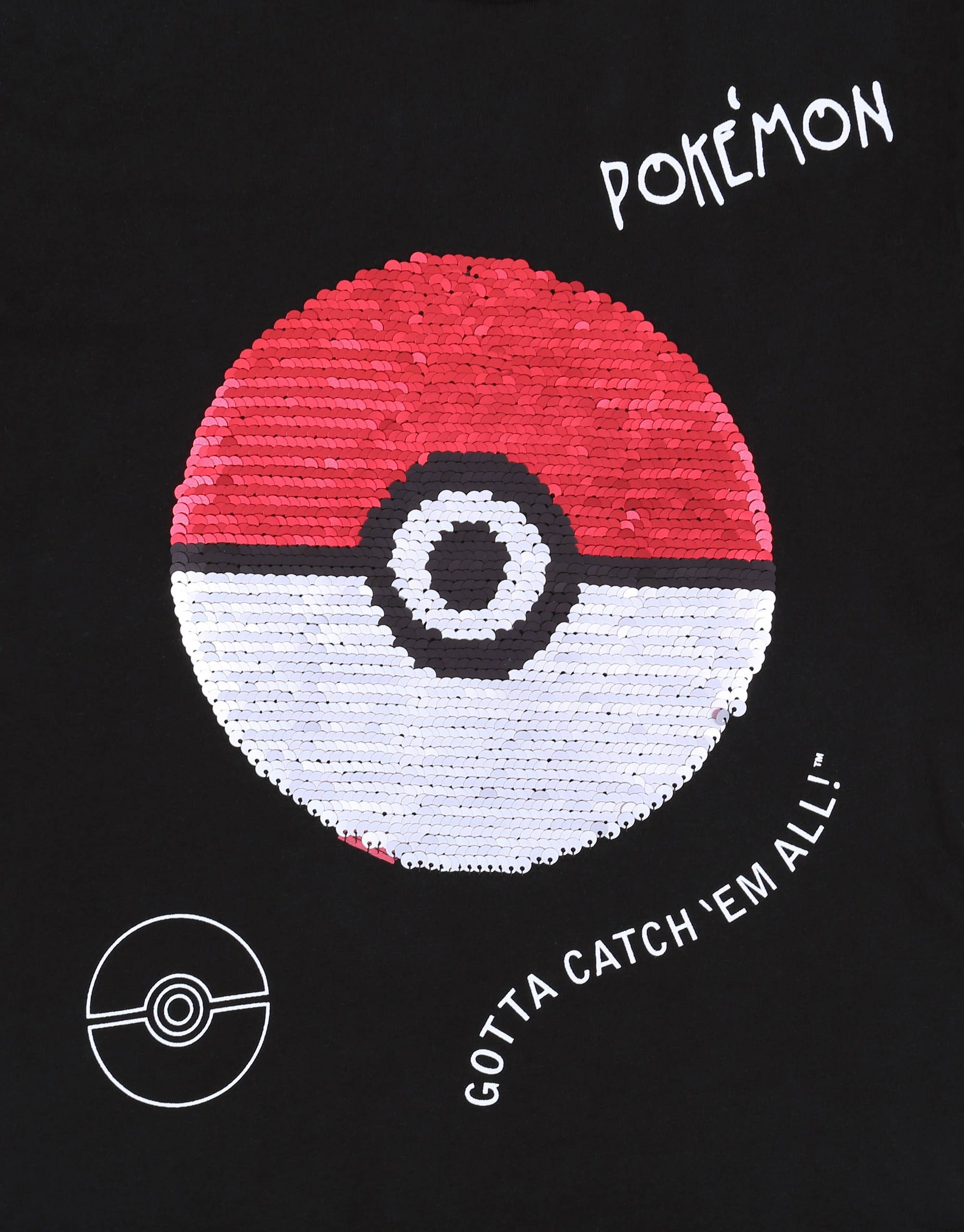 POKÉMON Kurzarmbluse Schwarzes T-Shirt, Pokeball POKEMON 3-4 Jahre