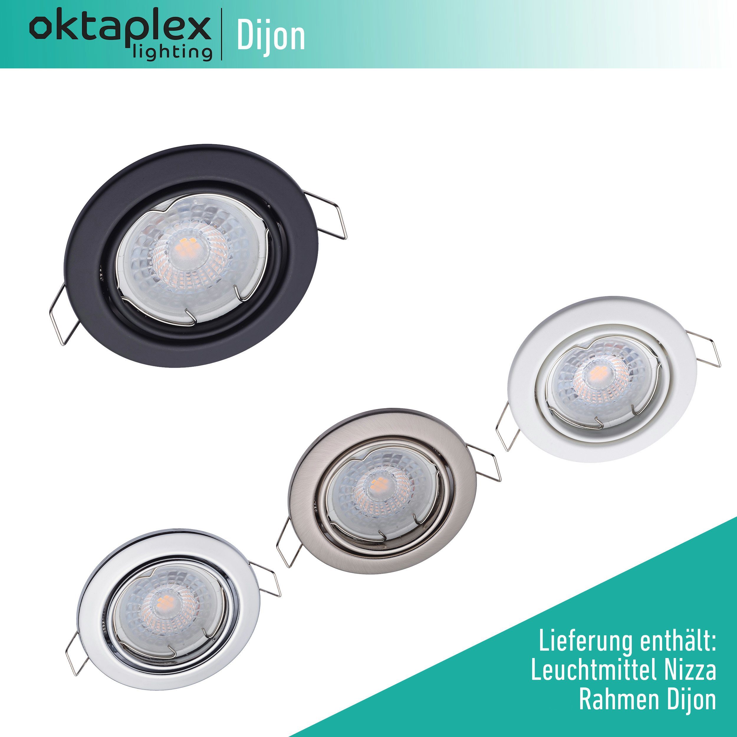 Oktaplex LED inkl. Kelvin Einbaustrahler LED Strahler 230V flach 4,8W Leuchtmittel lighting Set warmweiß, wechselbar, Dimmung, silber 3er Module schwenkbar LED 380 Lumen, 2700 3-Step