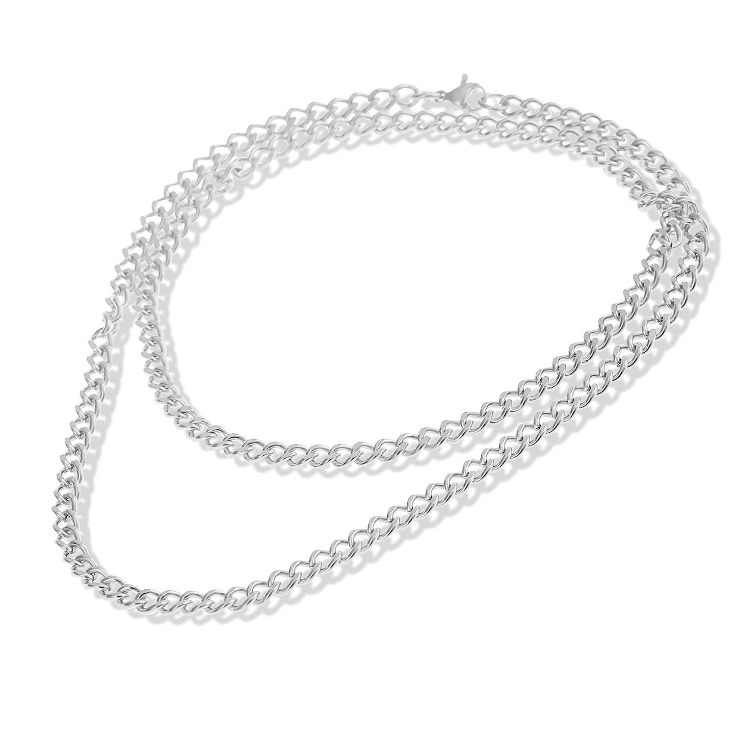 Link & Edelstahl Gliederkette Robuste Made Cuban aus by Königskette, Panzerkette Halskette Silber Hochwertige Herren Nami Halskette Chain Damen