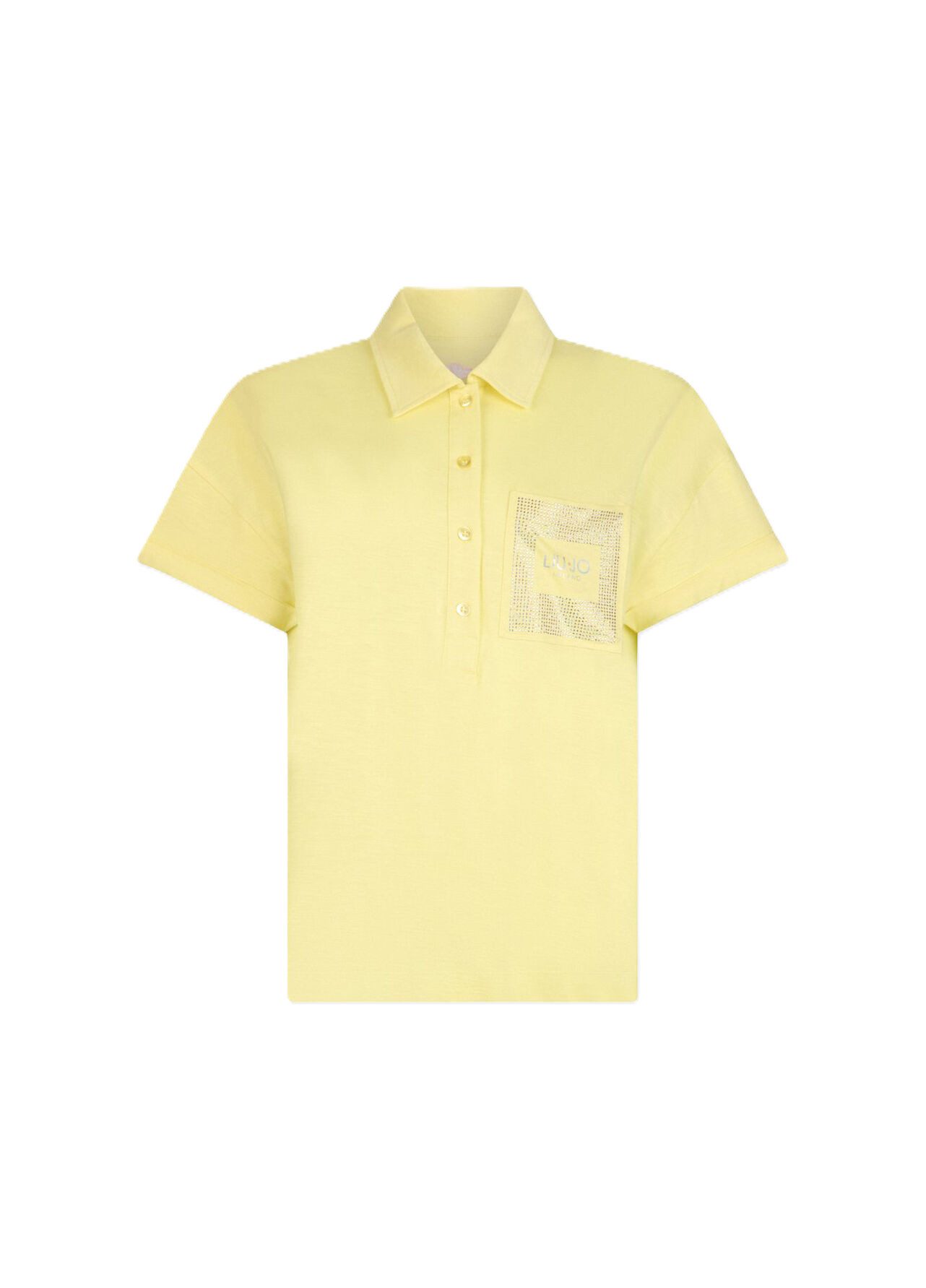 Liu Jo Kurzarmshirt - Poloshirt Damen - Damenshirt - T-Shirt - Shirt mit Strass - gelb